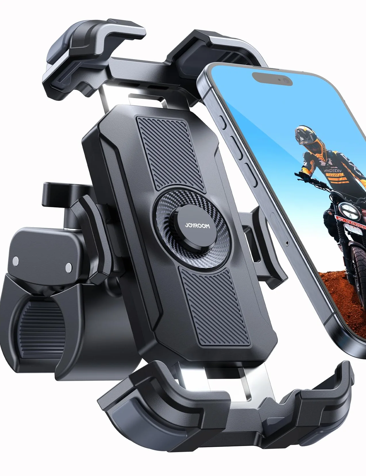 JOYROOM Porta Cellulare Moto 2025 Tirante in Metallo 160 km/h Antiurto Universale Bicicletta Manubrio Holder per iPhone 16 Pro Max Samsung 4.7-7"
