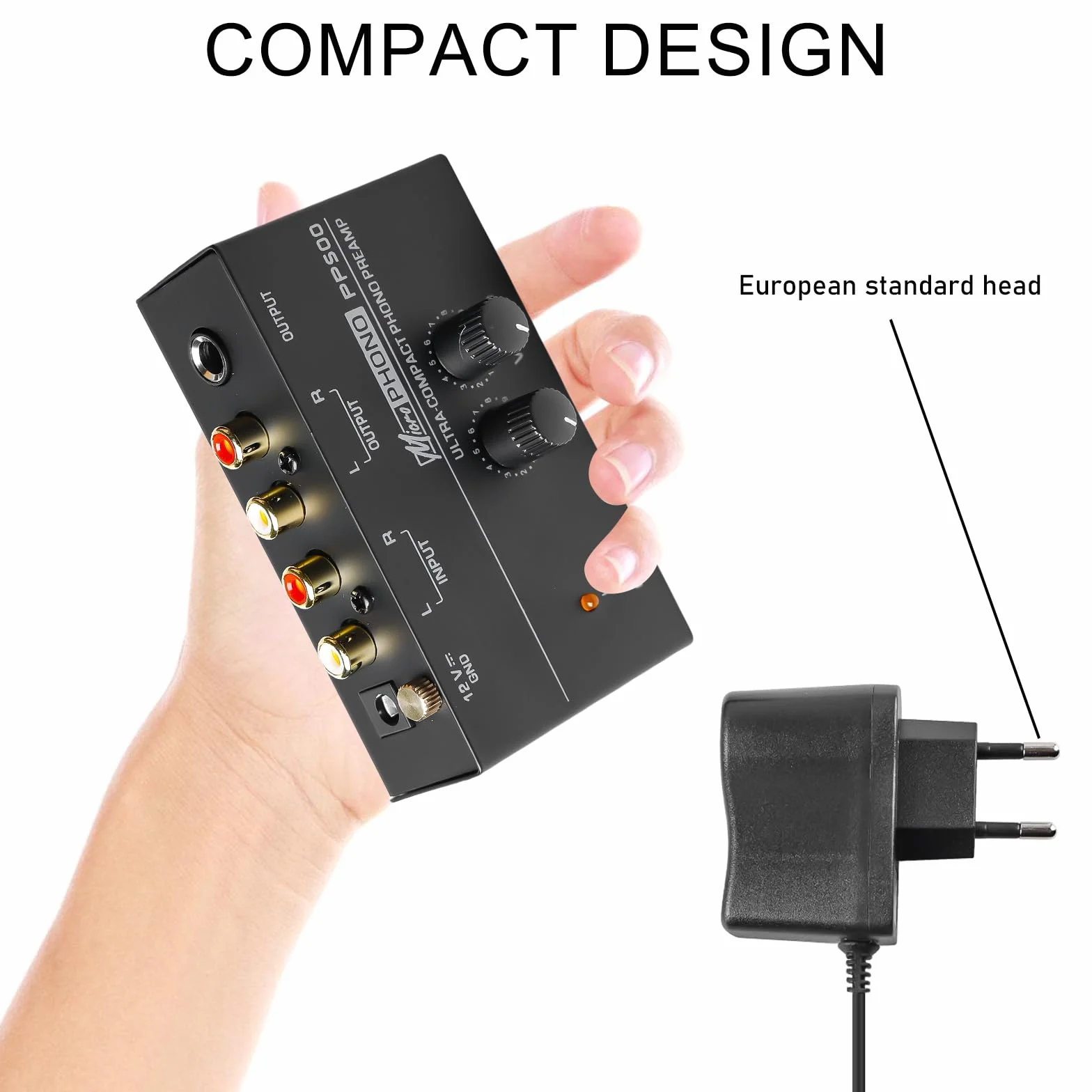 Giradischi Amplificatore Stereo Preamplificatore MM Nero