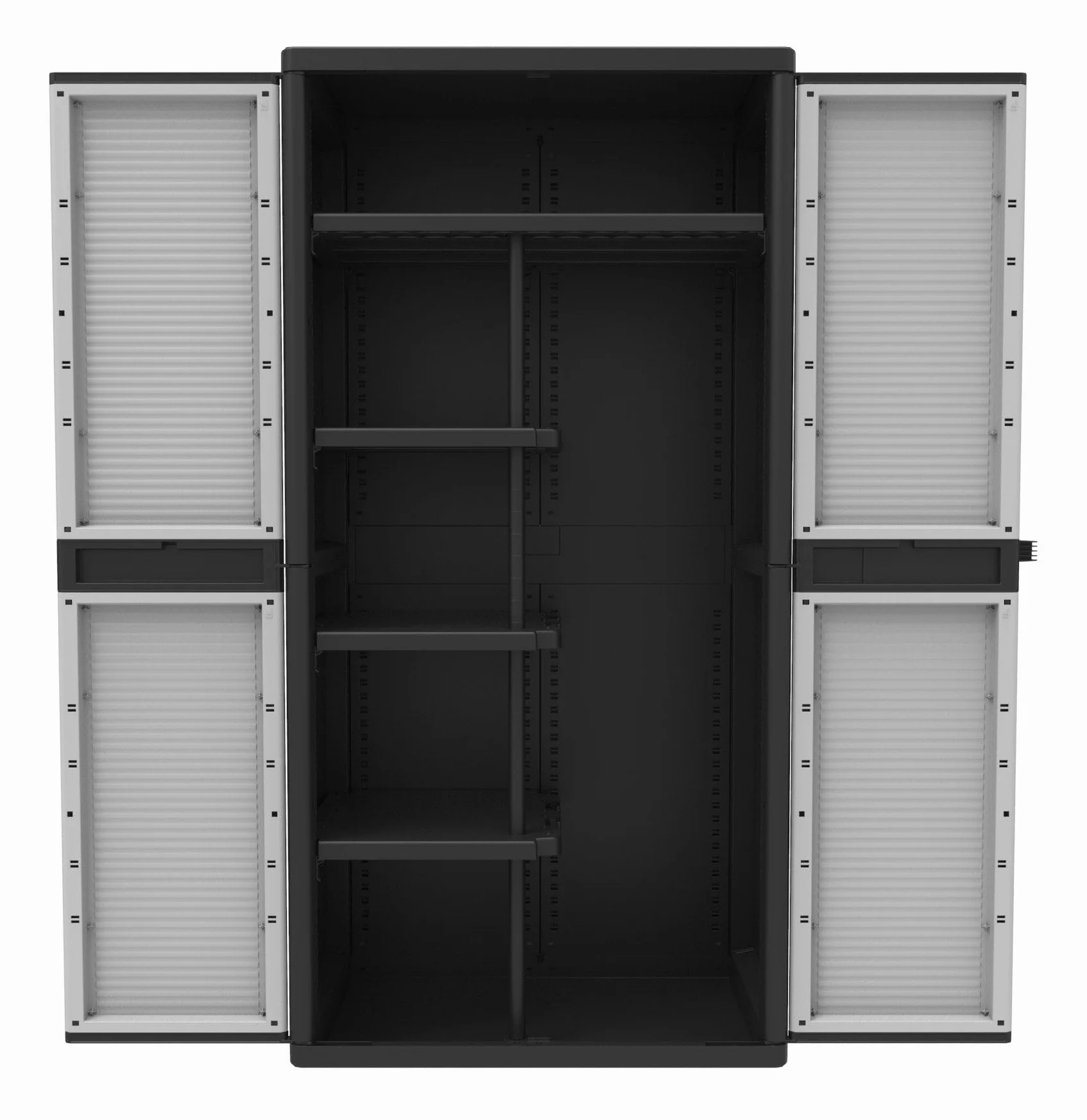 Bonussi Armadio Portascope Modulare da Esterno 89,7x53,7x180 cm 2 Ante 4 Ripiani Polipropilene Grigio e Nero