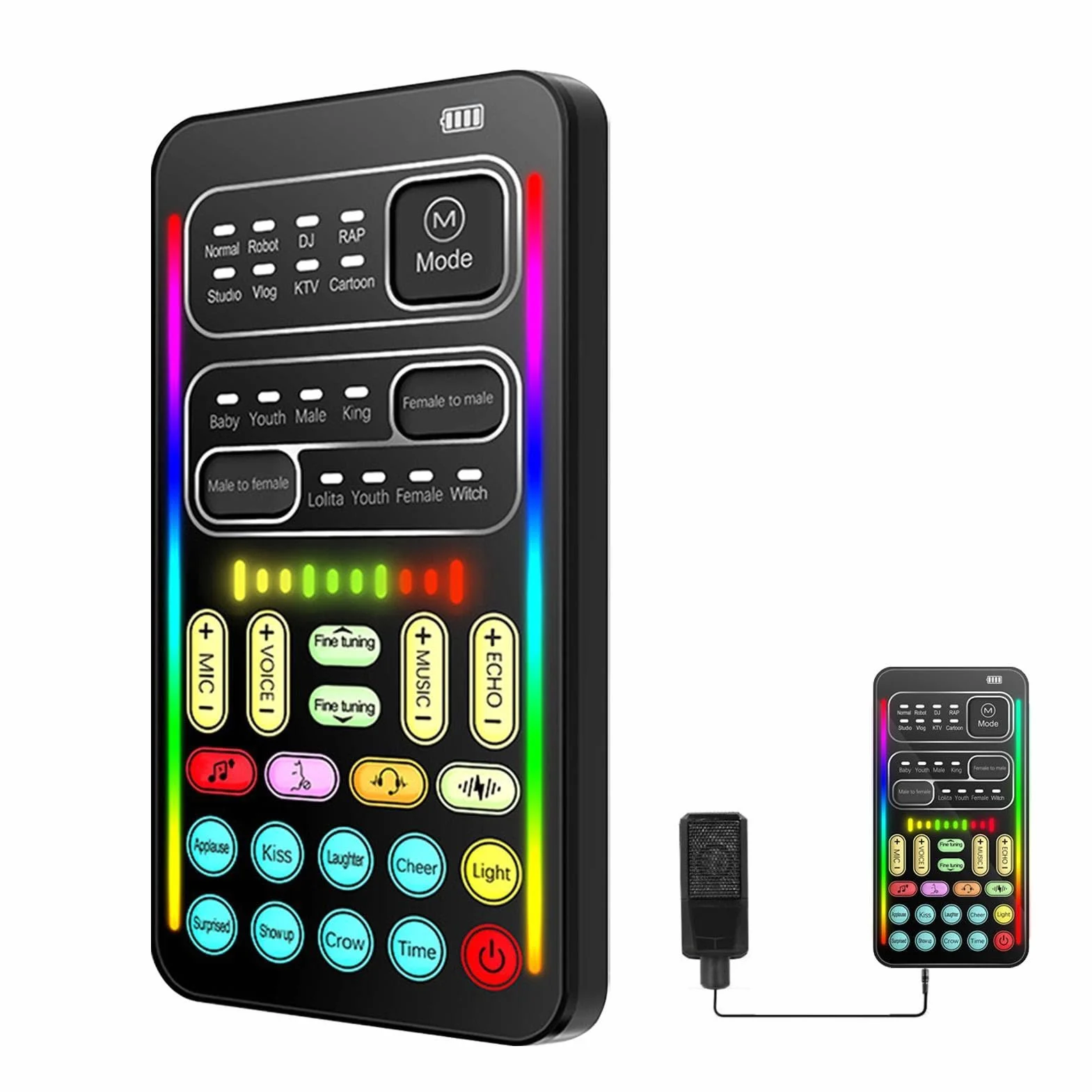 Cambia Voce Microfono Mini, Effetti Sonori Portatile 8 Suoni per Giochi Karaoke Streaming