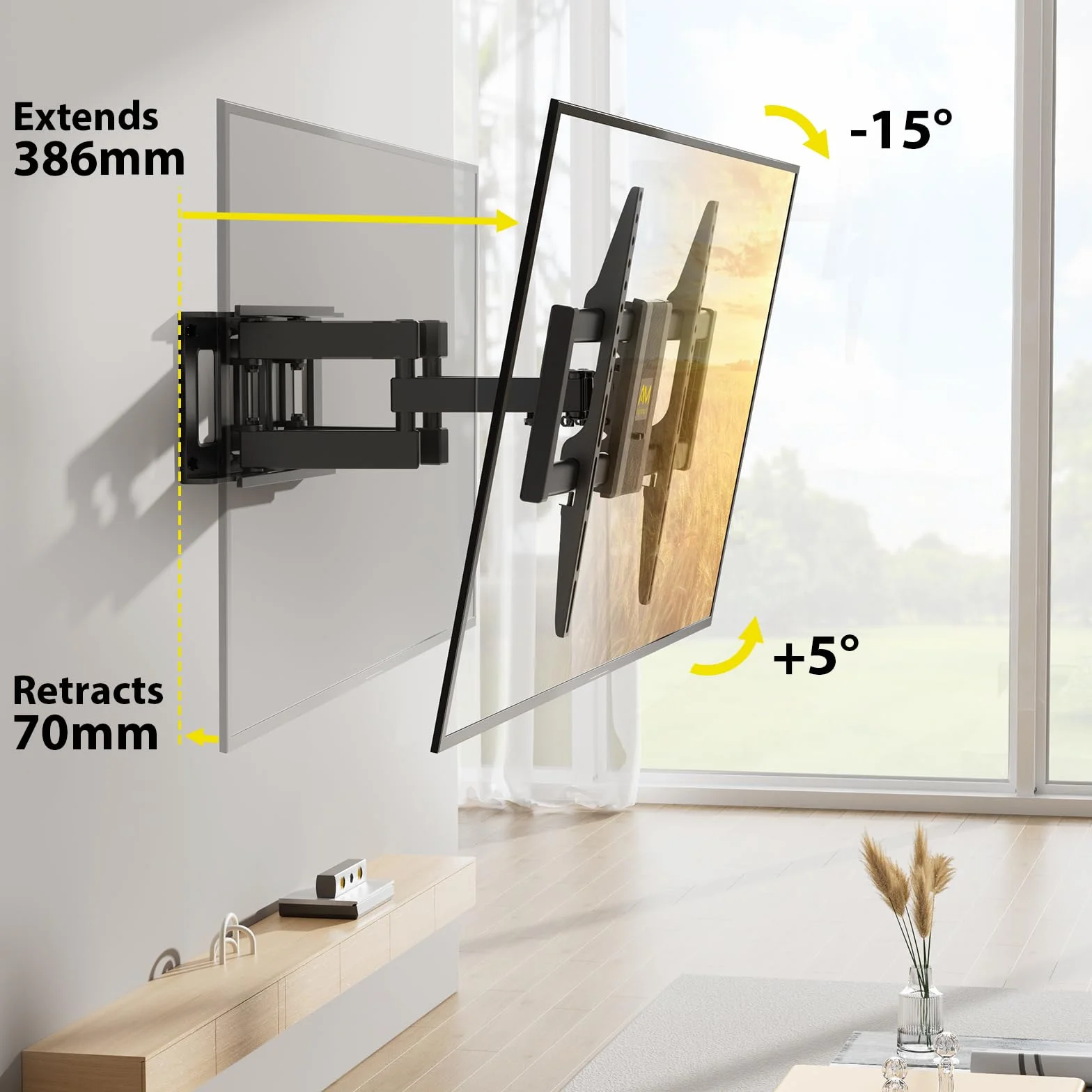 Alphamount Supporto TV Parete 37-80 Pollici 45 kg, Staffa TV Girevole Estensione Inclinazione, VESA 600x400 mm, APLF6