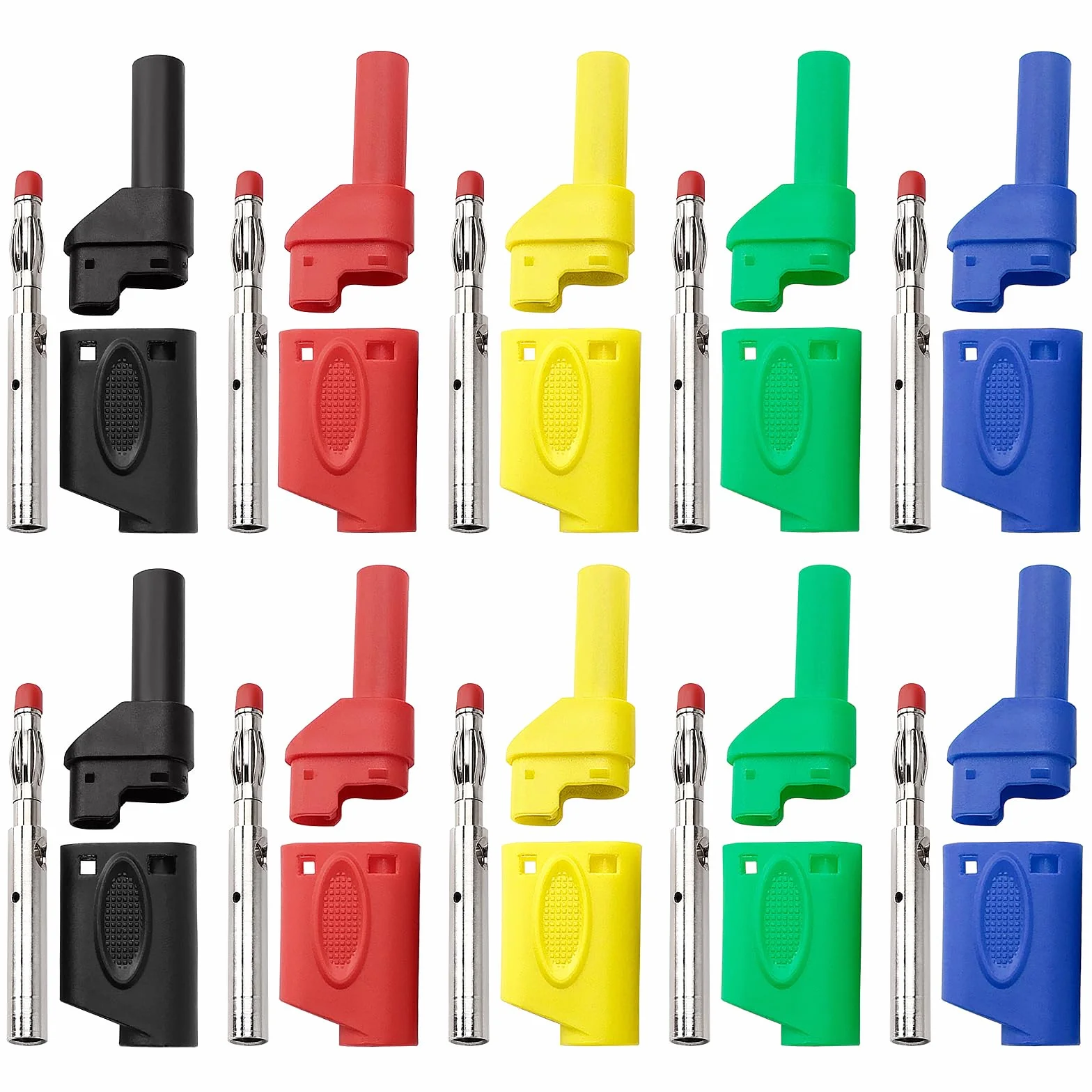 Connettori a Banana Impilabili da 4 mm, Isolati, 10 Pezzi, 5 Colori, per Multimetro e Sonde