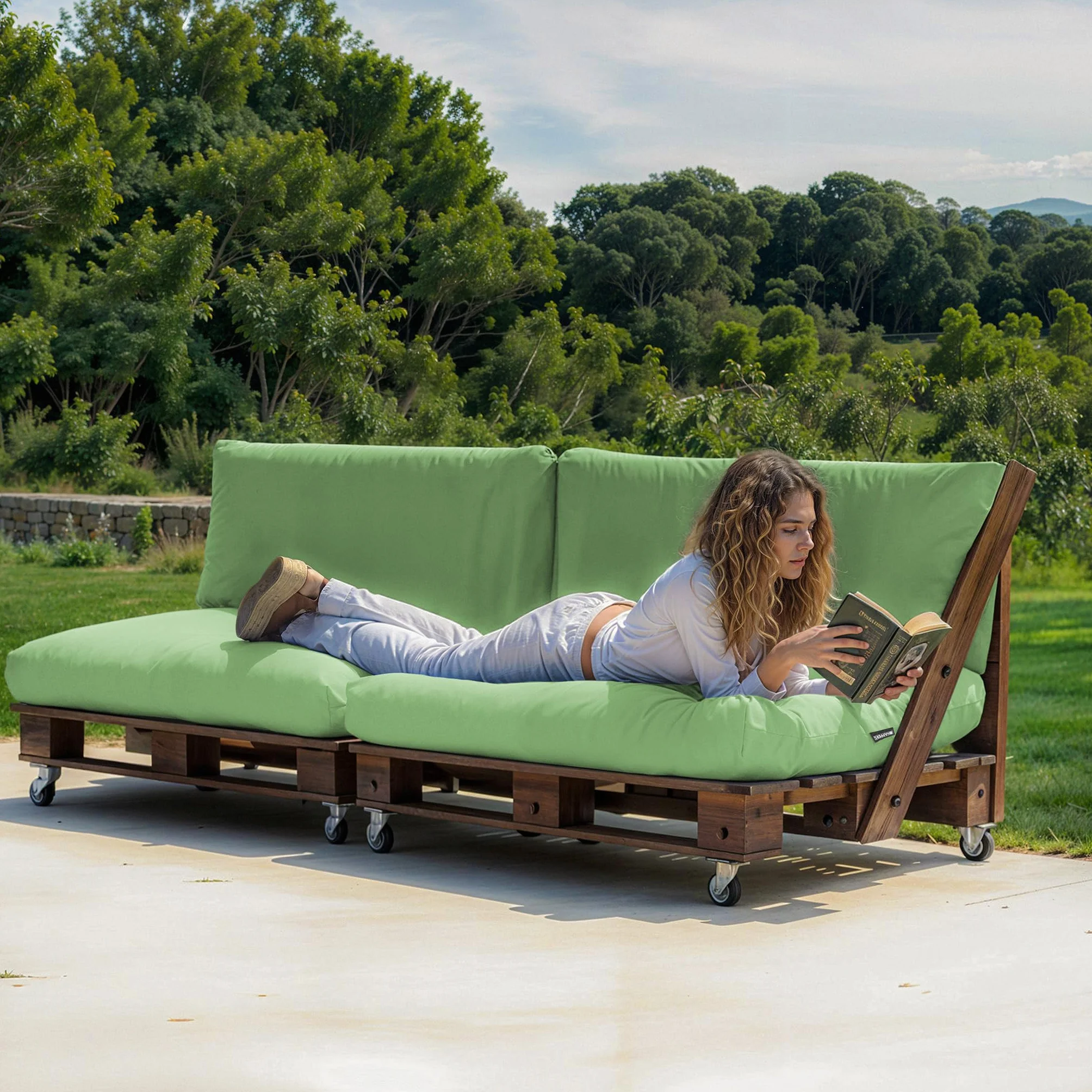 Happers Cuscino per Pallet Esterno 120x60x20 cm Antimacchia Sfoderabile Lavabile Verde