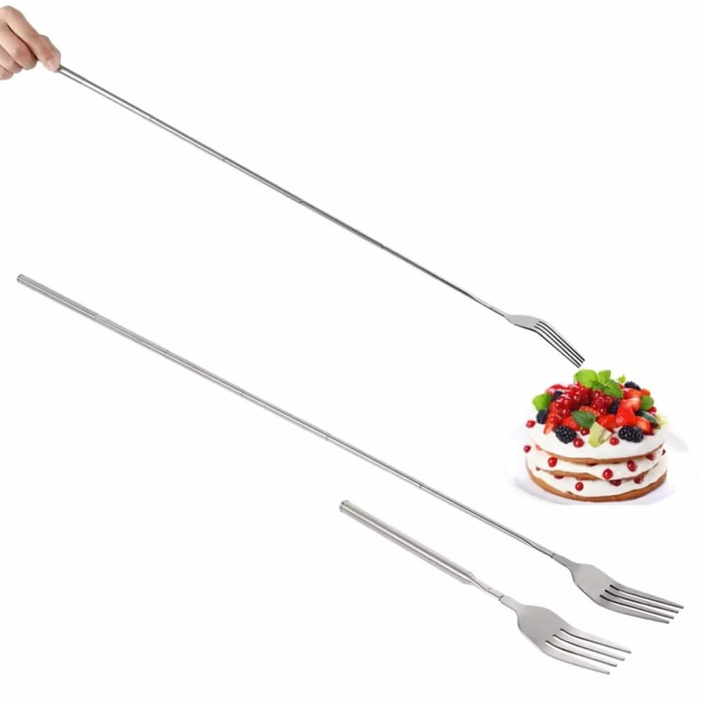 Forchetta Allungabile, Forchetta Telescopica per Barbecue in Acciaio Inossidabile, Forchetta da Dessert Posate Forchetta da Griglia Forchette per Tostare Cena Fonduta da Dessert di Frutta