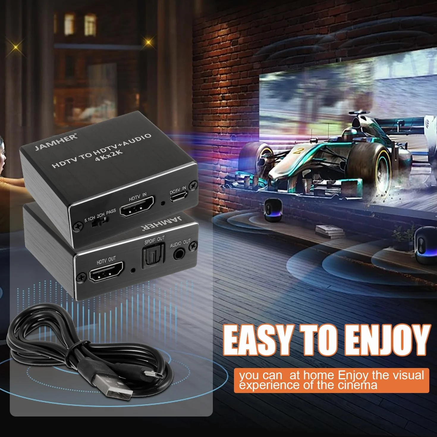 4K HDMI Audio Extractor Optical SPDIF 3.5mm Stereo Audio Splitter Convertitore Blu-ray DVD HD TV