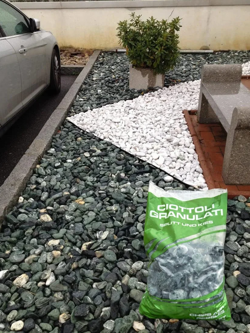 Ciottoli di marmo Verde Alpi in sacchi sassi decorazione giardino ornamento, 25/40 mm - Sacco da 25KG