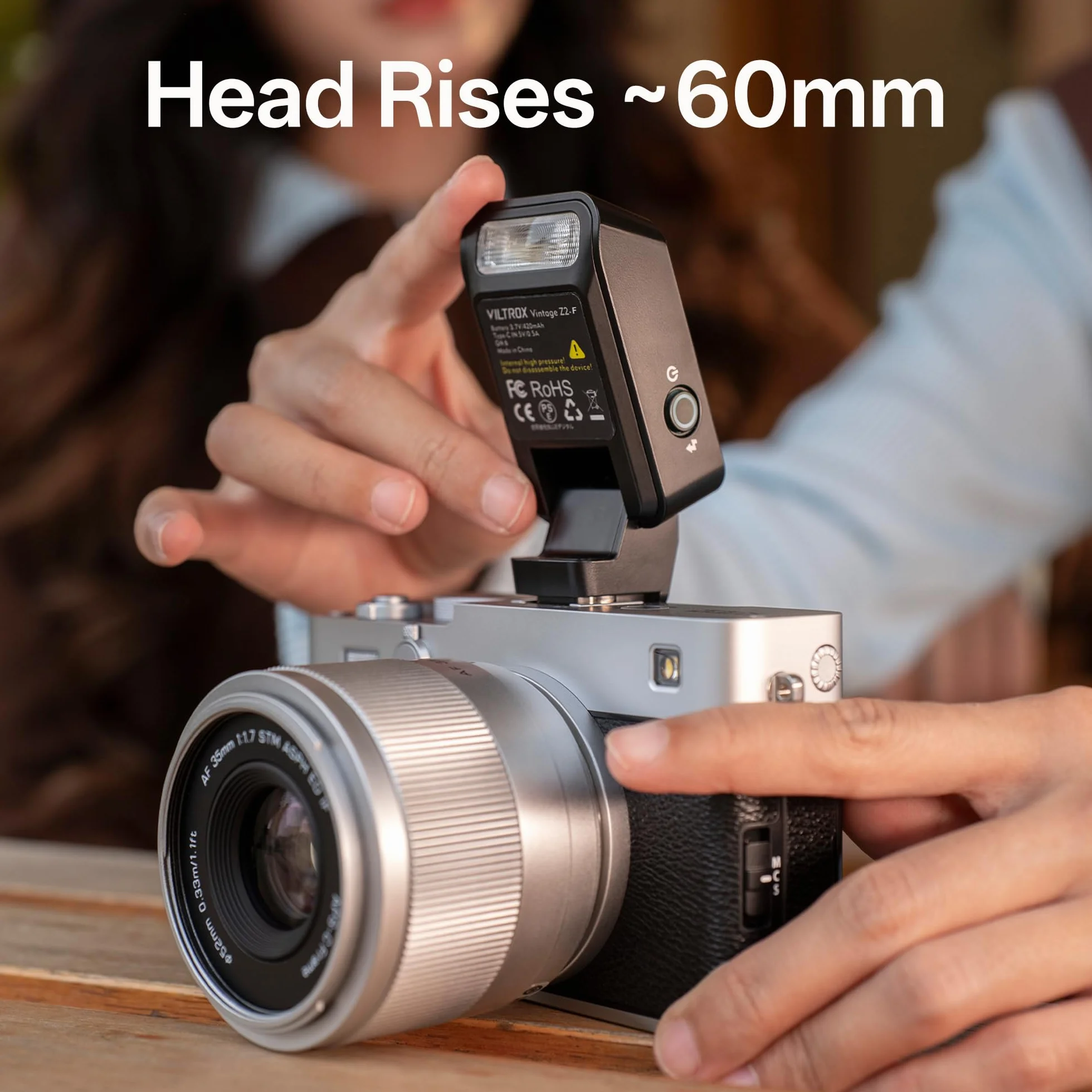 VILTROX Flash TTL Mini Retro per Fujifilm, Speedlite Tascabile Pieghevole, 10 Ws, USB-C Ricaricabile (Z2-F)