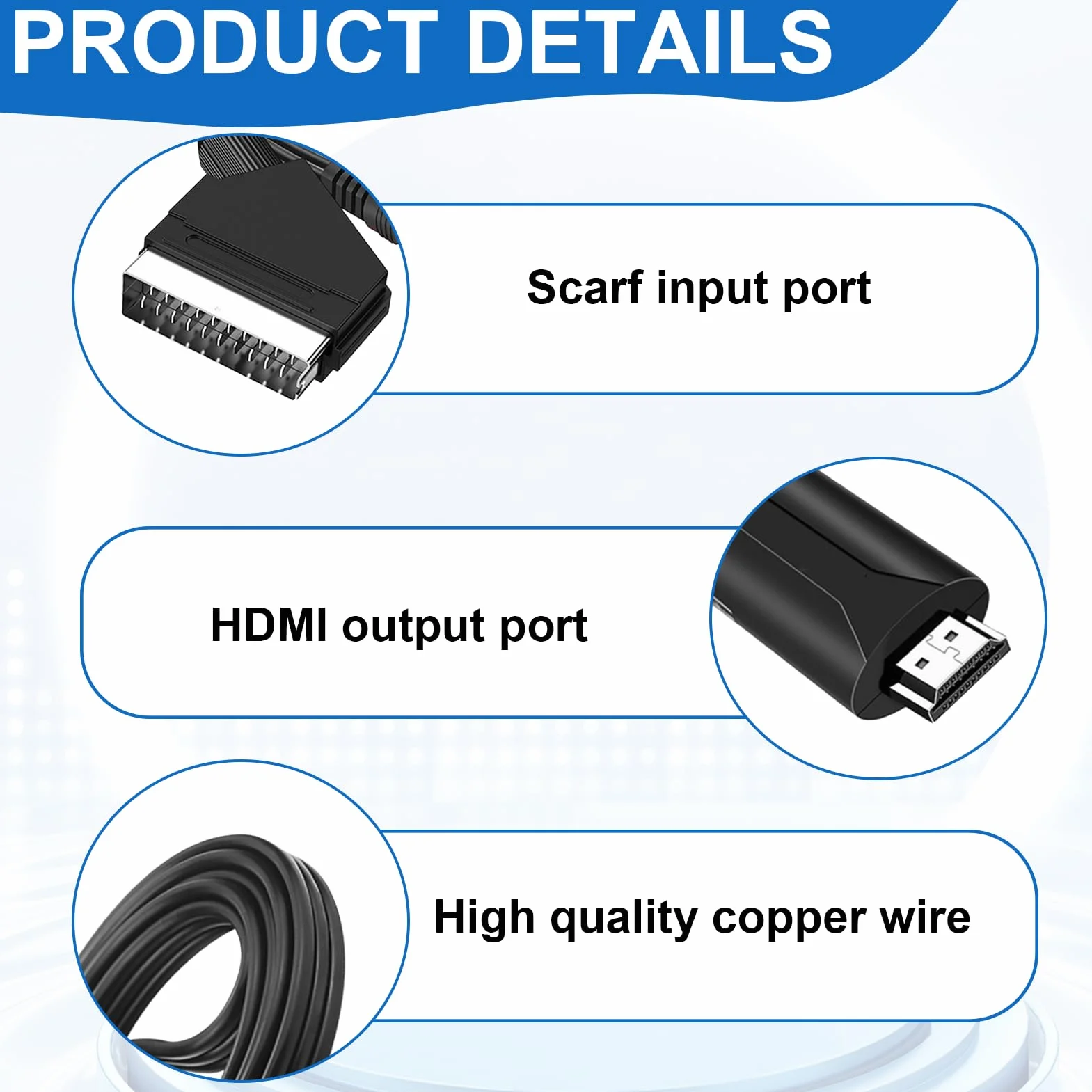Menibeuty SCART a HDMI convertitore con cavo SCART HDMI HDTV STB