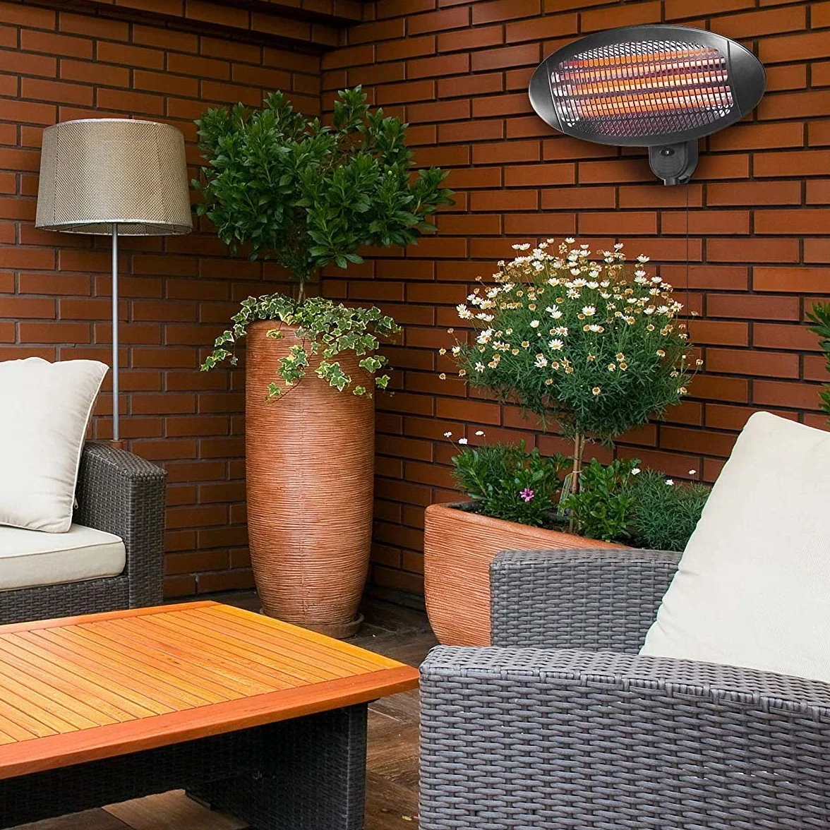 HOME It Stufa da Esterno a Infrarossi da Parete 2000W IP34 Riscaldatore al Quarzo