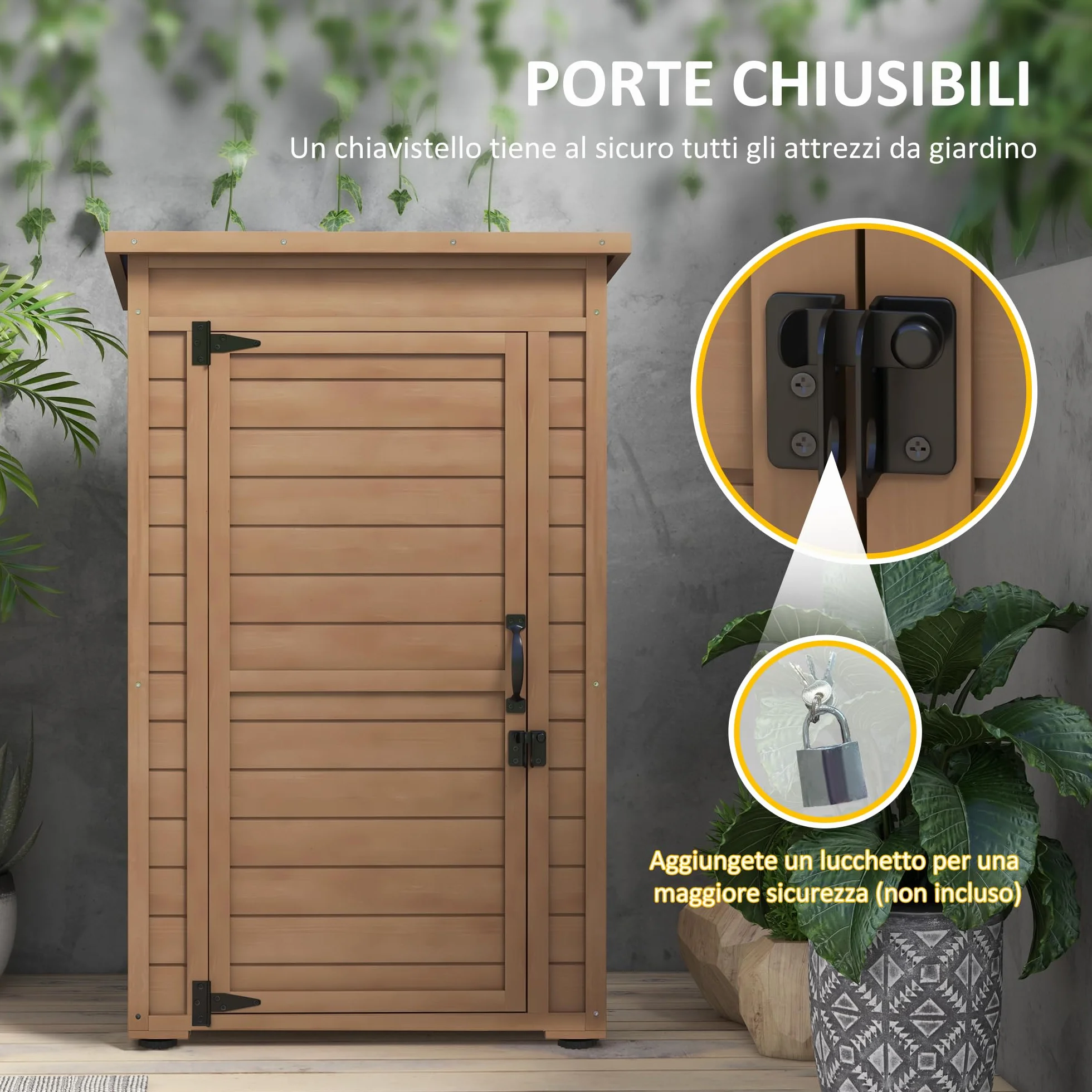 Outsunny Armadio da Esterno in Legno 75x56x117cm Marrone