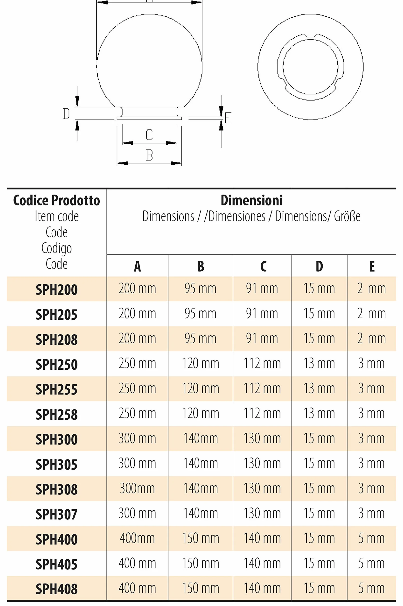 Velamp APOLUX – Lampada Sferica da esterno, diametro 250mm, Attacco E27, Trasparente | Impermeabile IP44, Diffusione a 360°, Ideale per giardini, terrazze e vialetti
