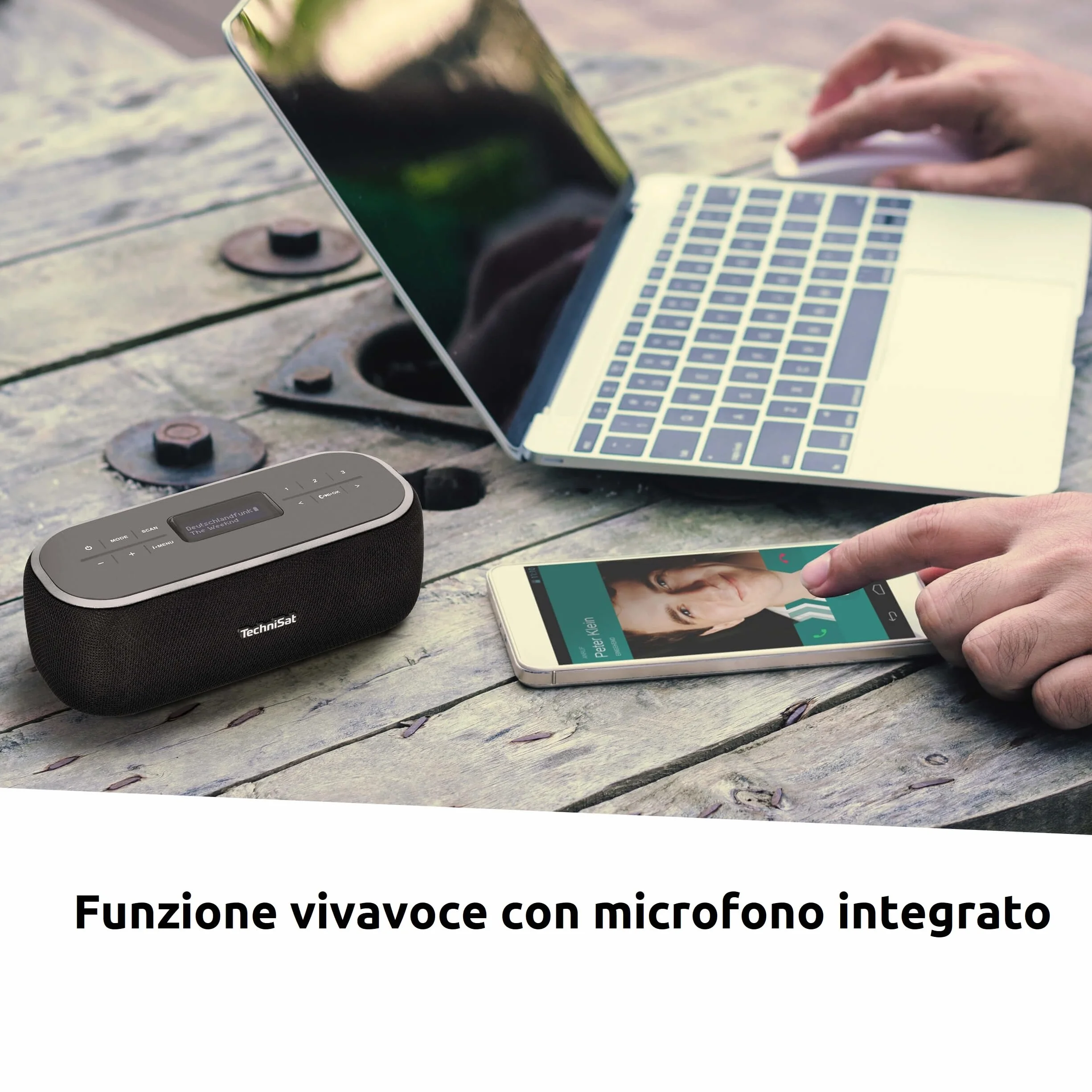 TechniSat VIOLA BT 1 Altoparlante Bluetooth portatile DAB+ FM radio sveglia LCD vivavoce AUX-in 6W