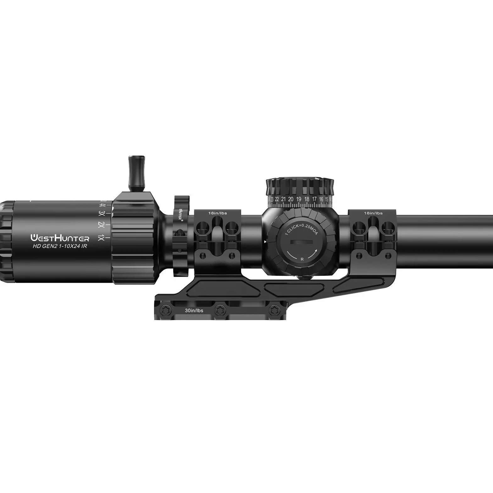 WestHunter Optics HD GEN2 1-10x24 IR LPVO luneta celownicza 30mm SFP z oświetlonym krzyżem 1/4 MOA