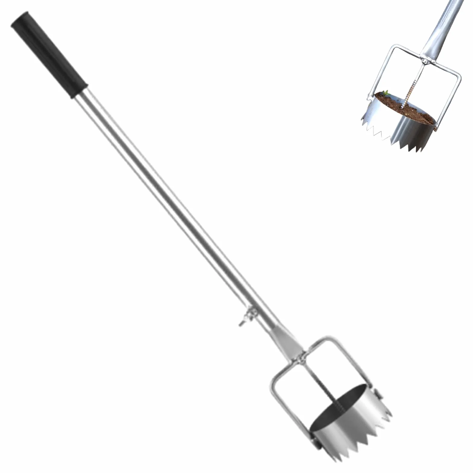Generico Foratrice per bulbi e pacciamatura, in Acciaio Inox, Regolabile, Strumento per la rimozione delle zolle, per piantare Serre, Cura del Prato e lavori in Giardino