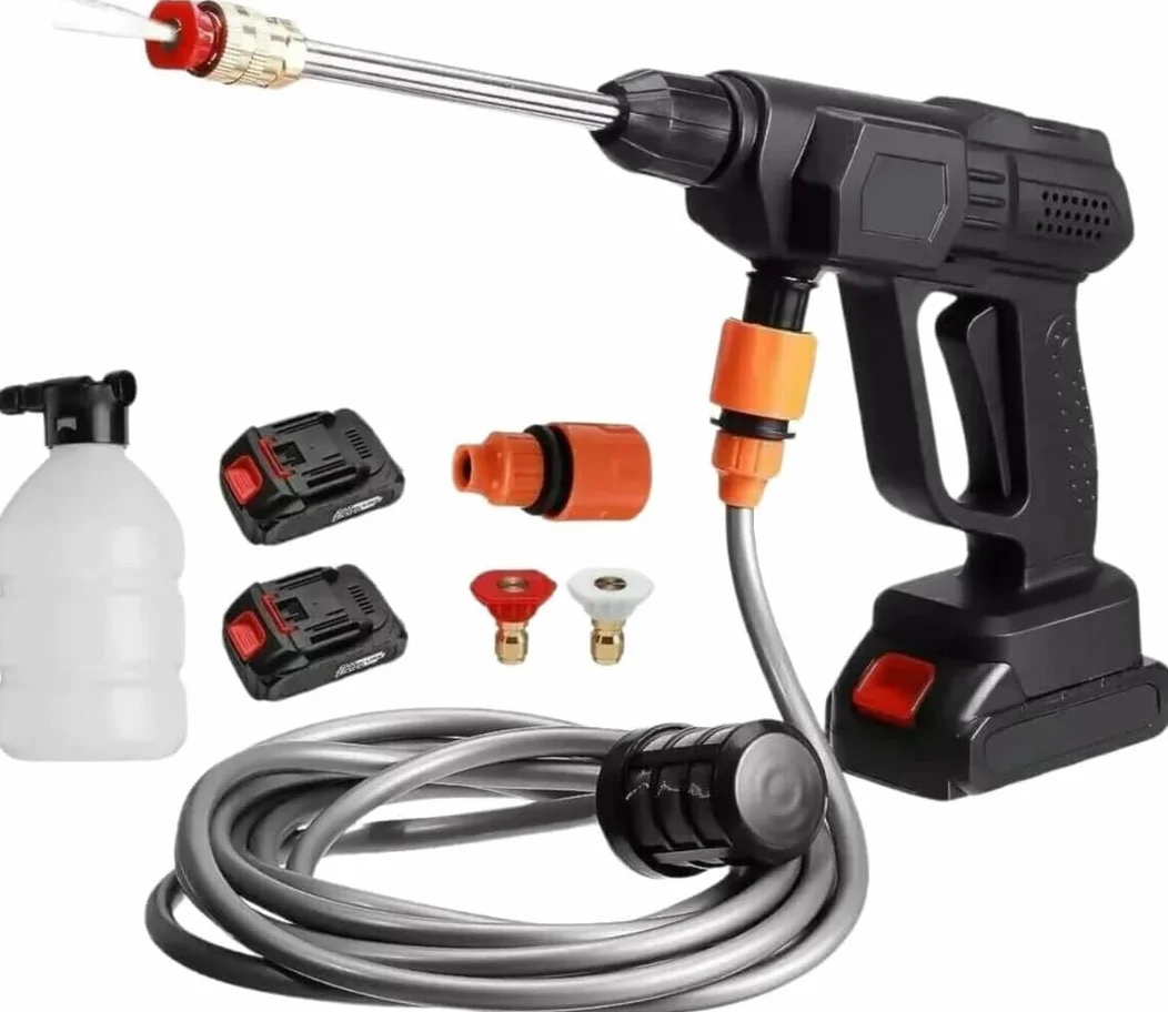 Idropulitrice a batteria 42V Idropulitrice Professionale portatile con 2 batterie 8000mAh e Tubo da 5M Idropulitrice ad alta pressione a batteria per il lavaggio di auto Pulizia di pavimenti