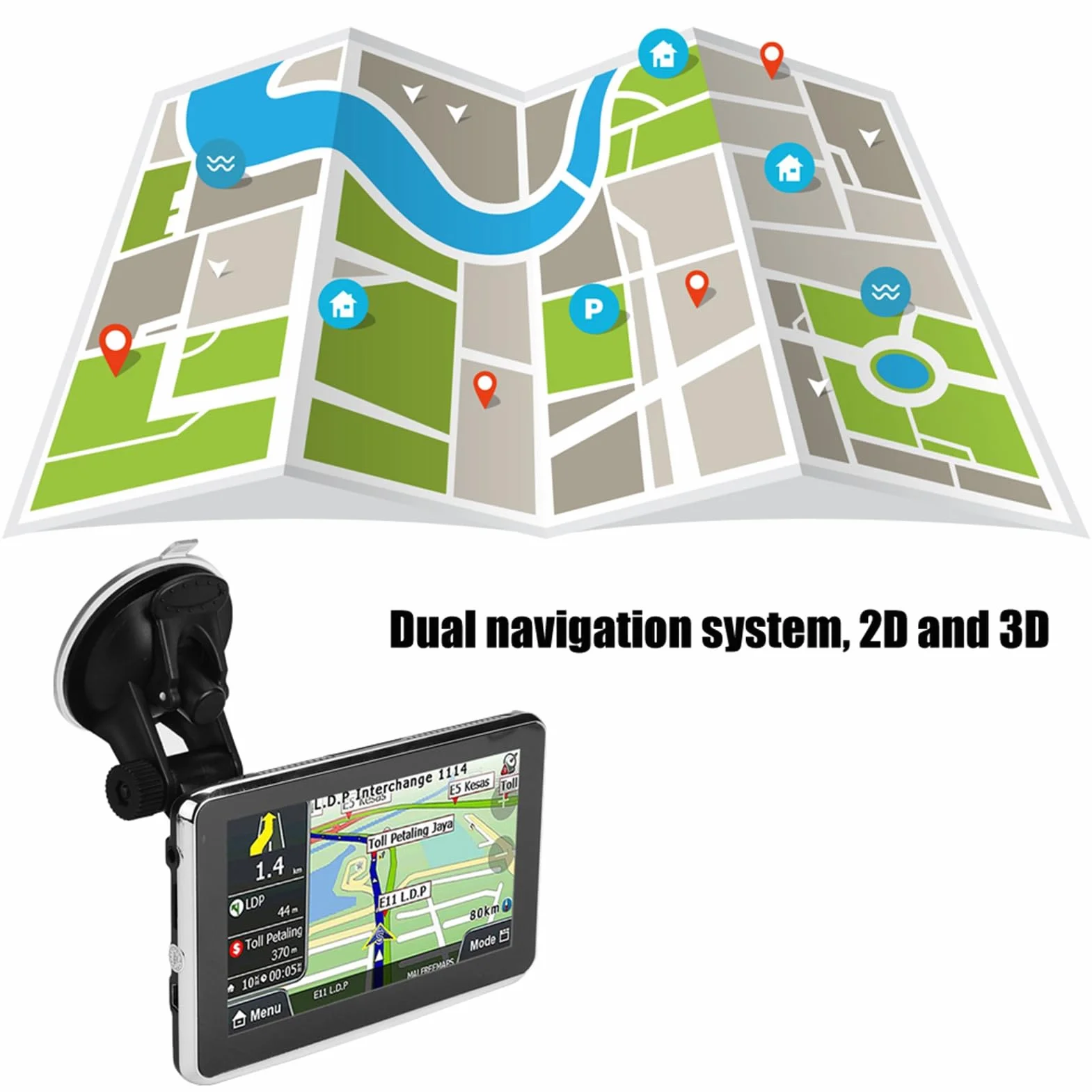 Navigatore GPS Touch Screen 5 Pollici Universale per Auto Camion