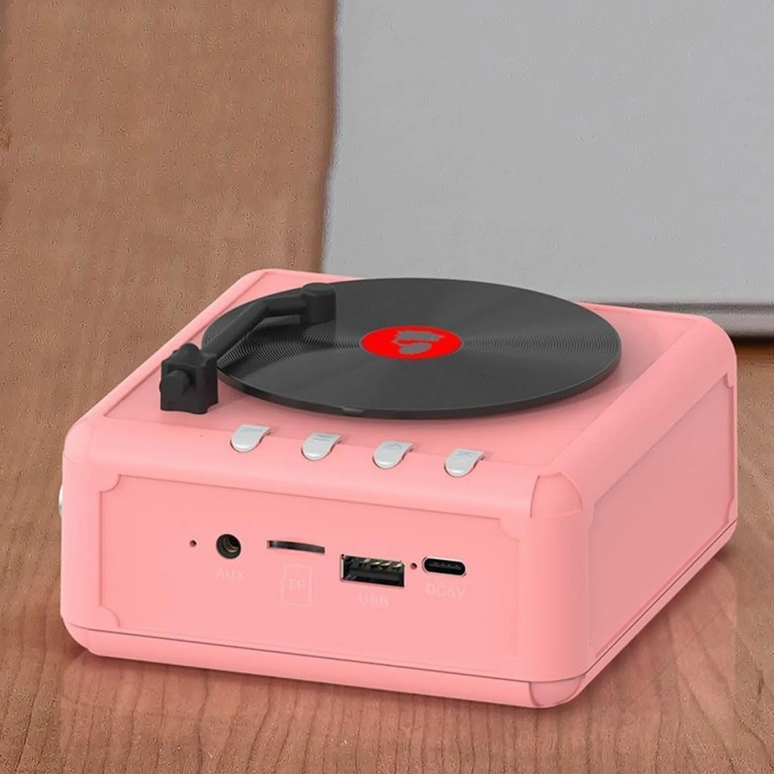 Przenośny odtwarzacz CD Bluetooth z głośnikiem na TF USB różowy