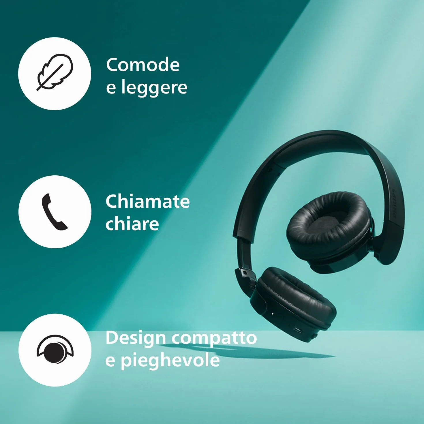 Philips TAH4209BL Cuffie On-Ear Wireless Bluetooth Leggere Isolamento Acustico Passivo 55 Ore Riproduzione Suono Naturale Chiamate Chiare Bassi Dinamici 2 Ore Carica USB-C Blu