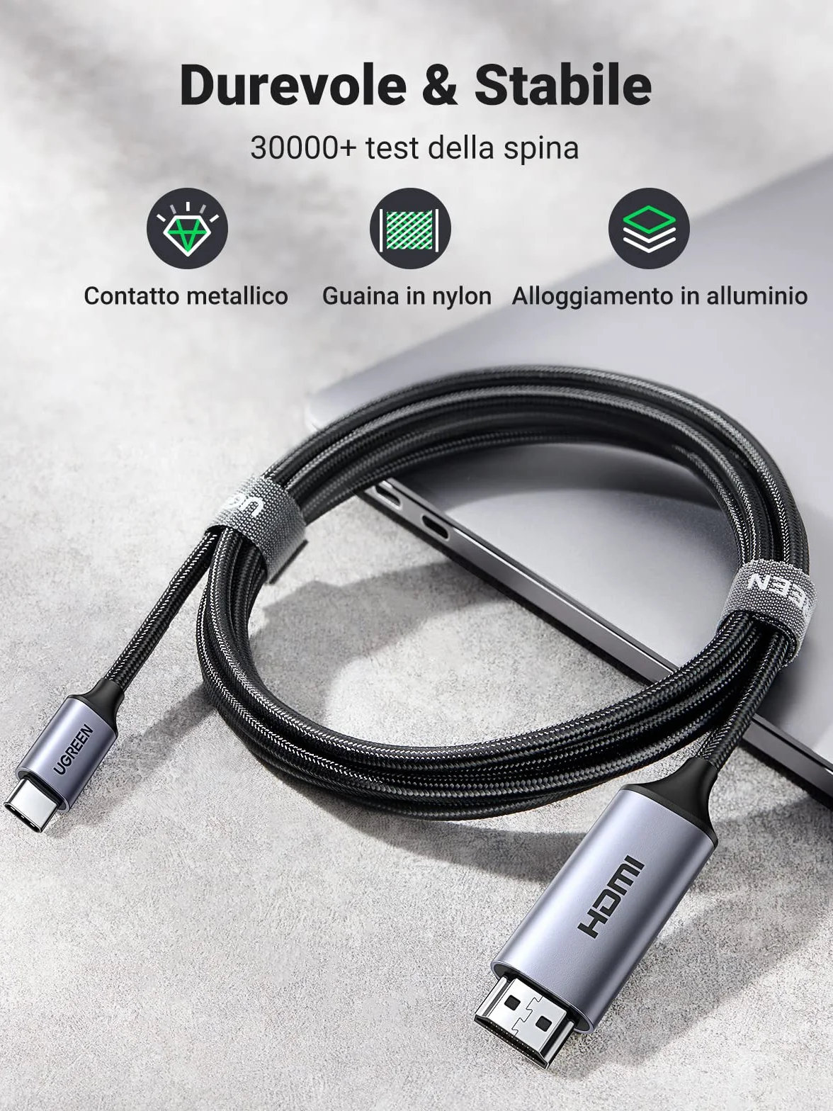 UGREEN Cavo USB C a HDMI 4K@60Hz UHD USB 3.0 Adattatore Tipo C Unidirezionale 2M