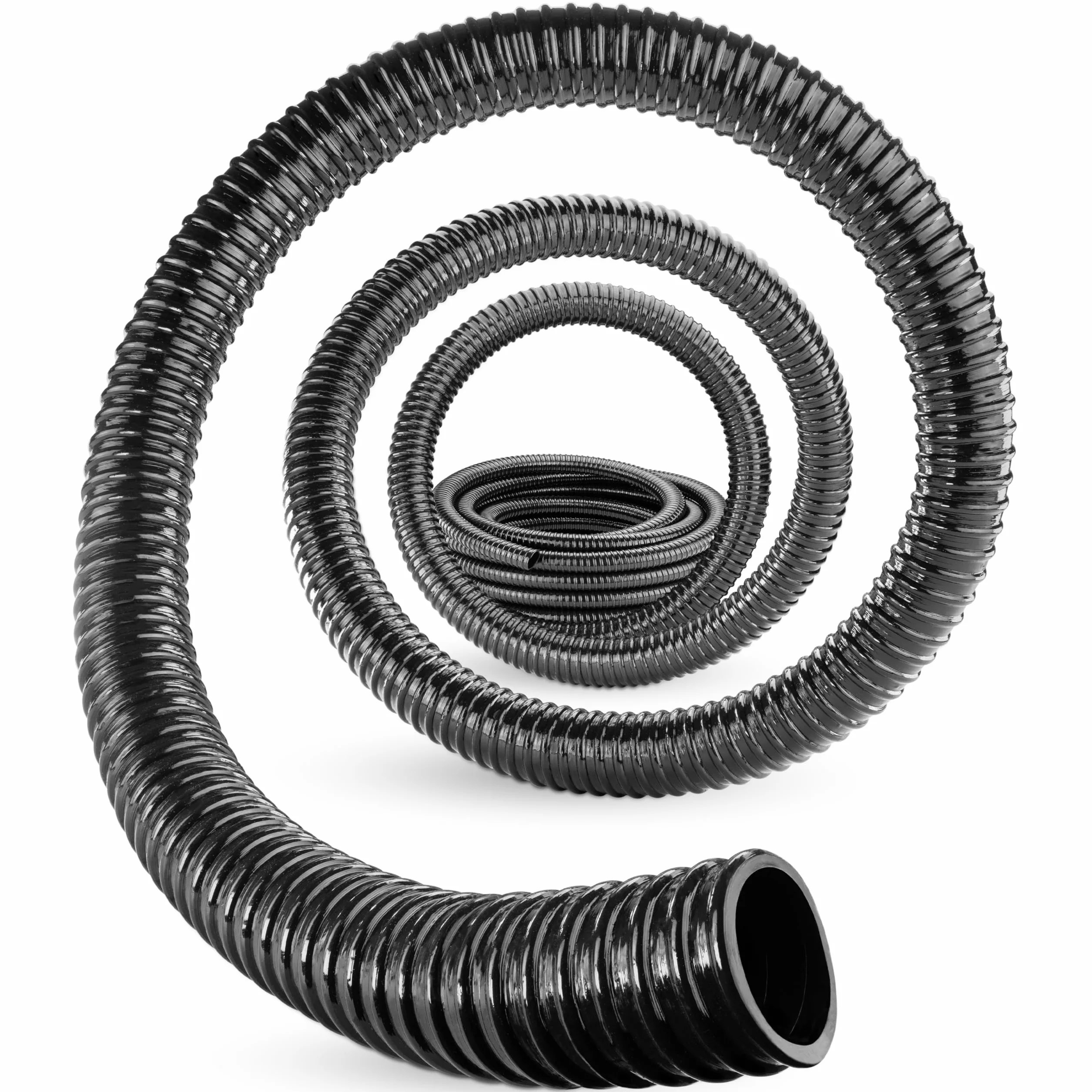 Poppstar Tubo per laghetto in PVC 15 m, diametro interno 25 mm, diametro esterno 29 mm (1"), per aspirazione, spiralato e corrugato, nero