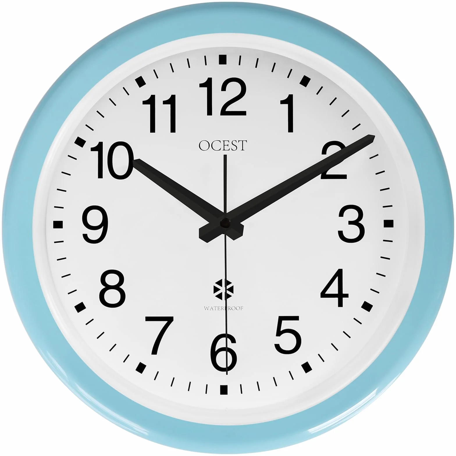 OCEST Orologio da parete impermeabile sigillato per interni ed esterni, grande orologio da parete impermeabile da 30.5 cm, silenzioso, non ticchettiato, veranda, giardino (blu)