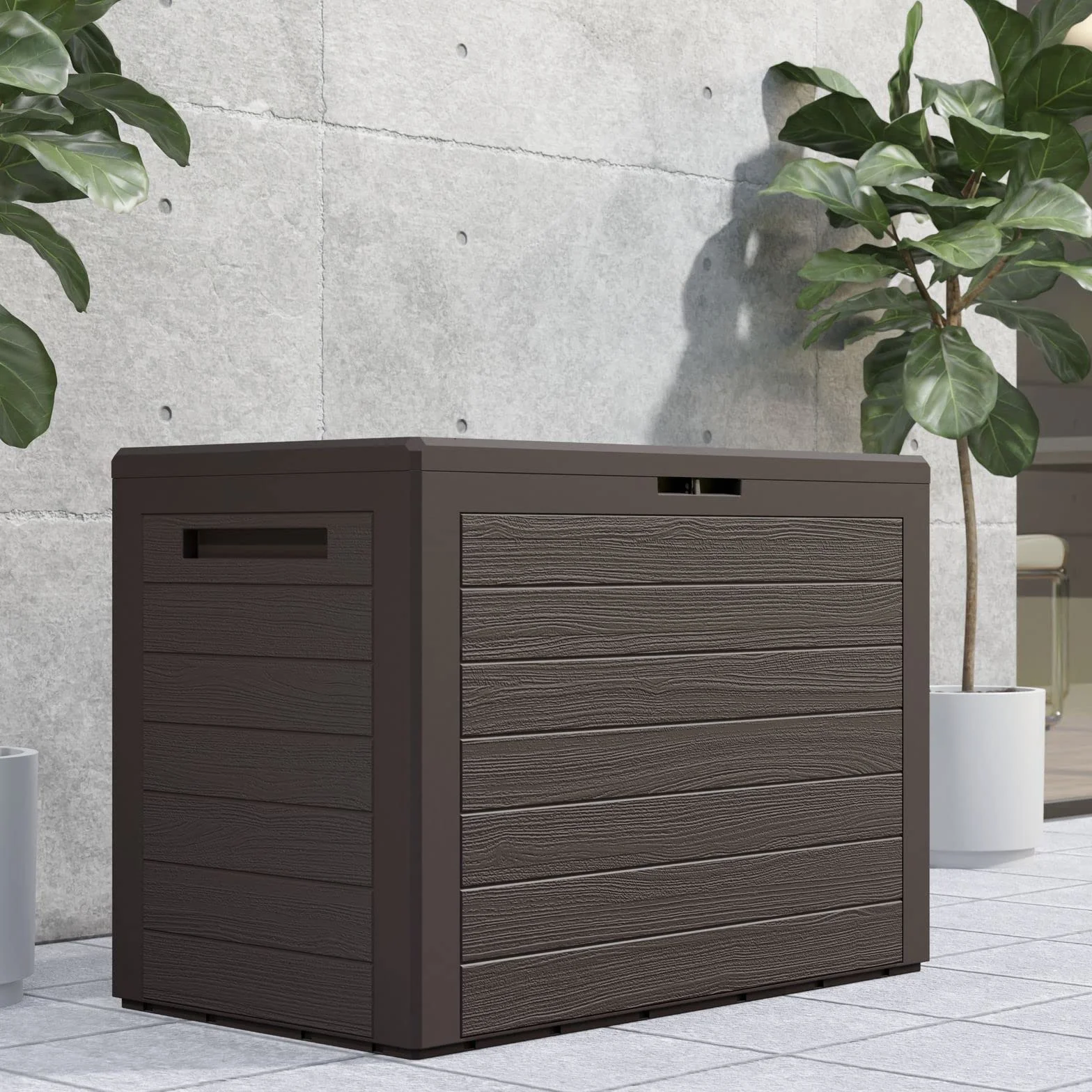 Casaria® Baule da Giardino Lille 190 L Effetto Legno Orgenizer Box Giocattoli 78x44x55cm Multibox Impermeabile Esterni