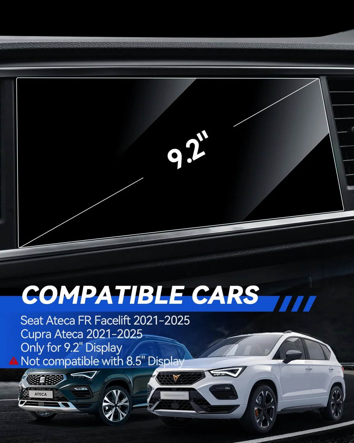 Pellicola Protettiva 9.2 Pollici HD 9H per Seat Ateca FR e Cupra Ateca 2021-2025 Anti Graffio
