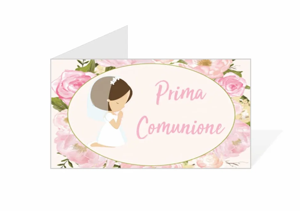 BIGLIETTINI BOMBONIERA Prima Comunione PRETAGLIATI 60 Pezzi Bambina