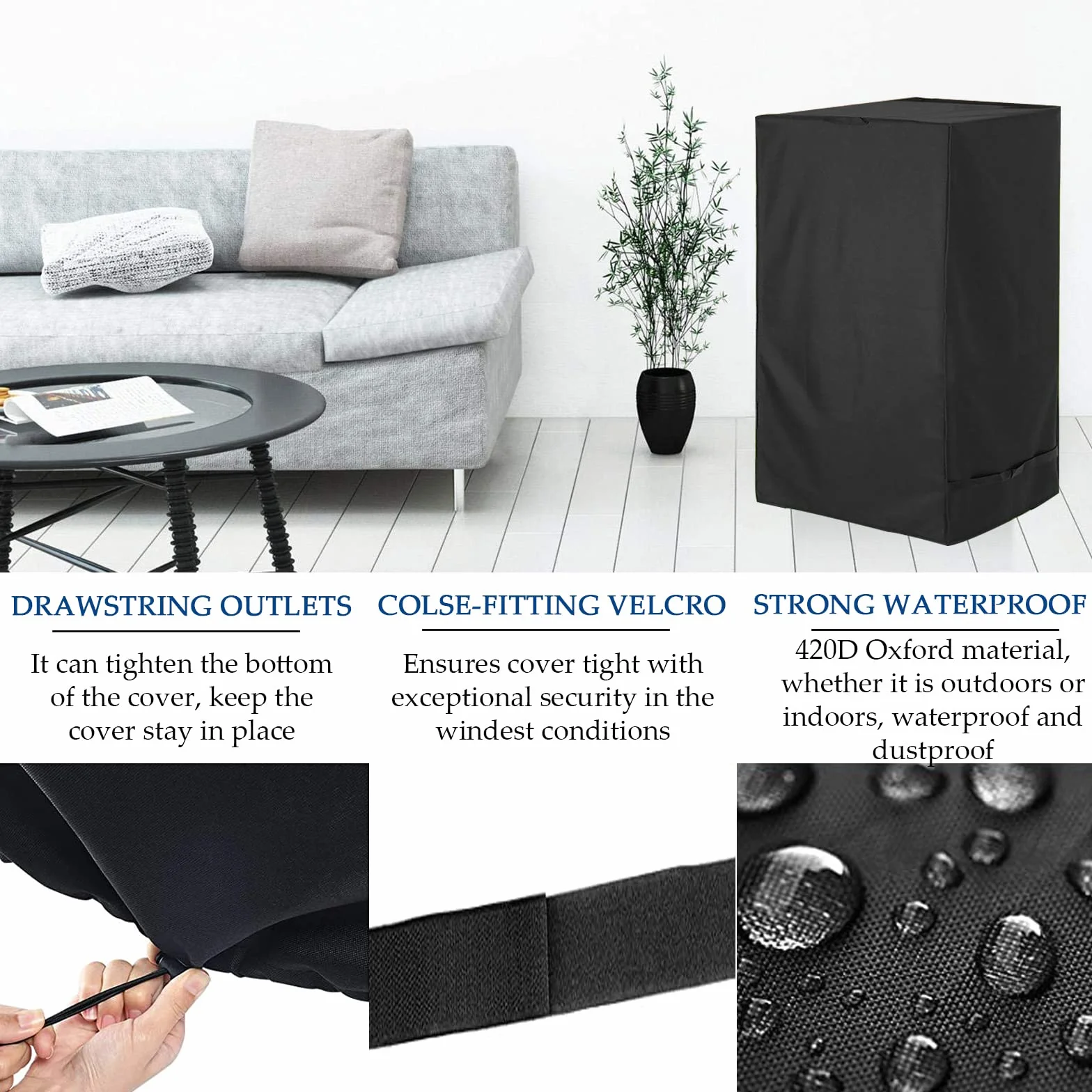 Coperture Protettive Stufetta a Gas per Interno, Stufe Portatili Cover Protettiva, Telone Stufe Portatili in Tessuto Oxford 420D, Copertura Protettiva per Riscaldatore a Gas (50x80x60cm)