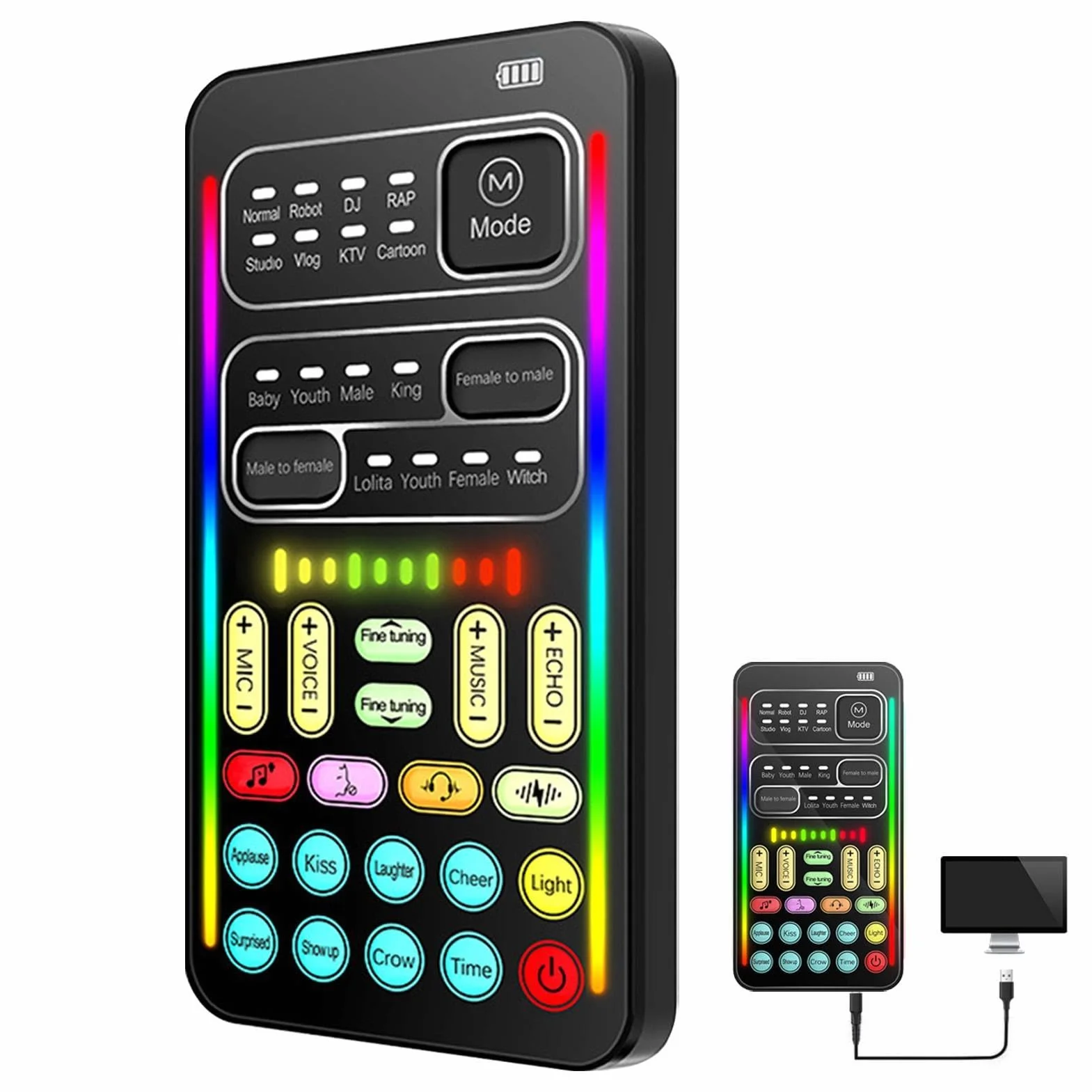 Cambia Voce Microfono Mini, Effetti Sonori Portatile 8 Suoni per Giochi Karaoke Streaming