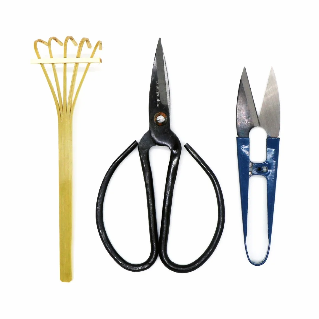 Bonsai Forbici Kit - Potatura Forbici di Bonsai, Precisione forbici di Bonsai, Rake di bambù - Set di 3