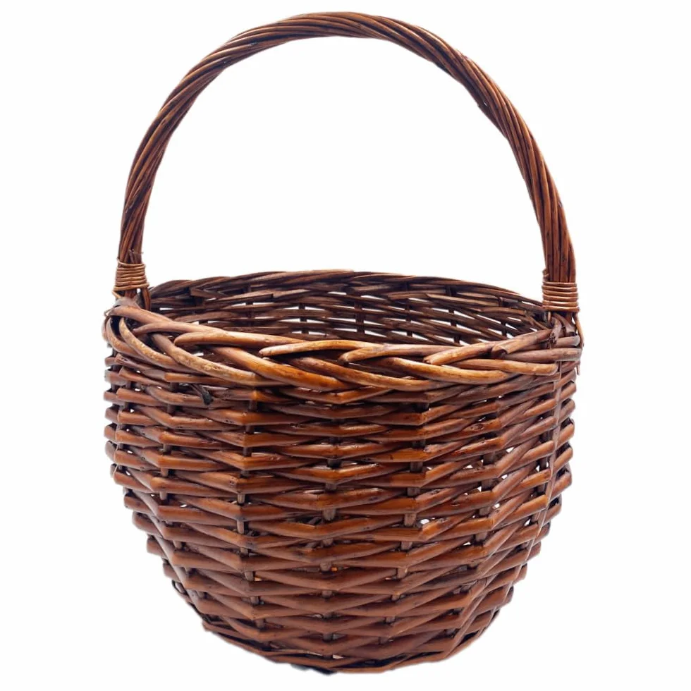Virsus Cesta Paniere in Vimini con Manico, misura 30x30x40 cm, Cesto intrecciato di colore Marrone, Cestino da Picnic Portaoggetti, Cesto Regalo, Raccolta castagne, Frutti di bosco -1246