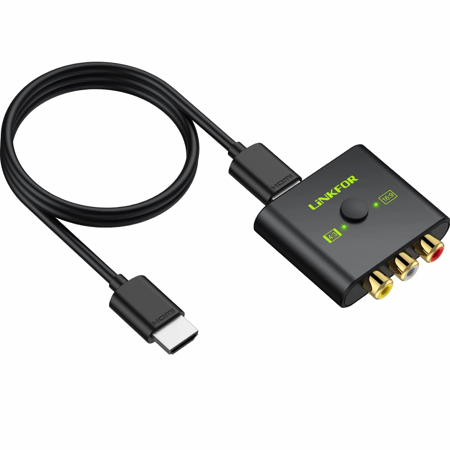 LiNKFOR Convertitore AV a HDMI 1080P Adattatore RCA con Cavo HDMI per Wii PS1 PS2