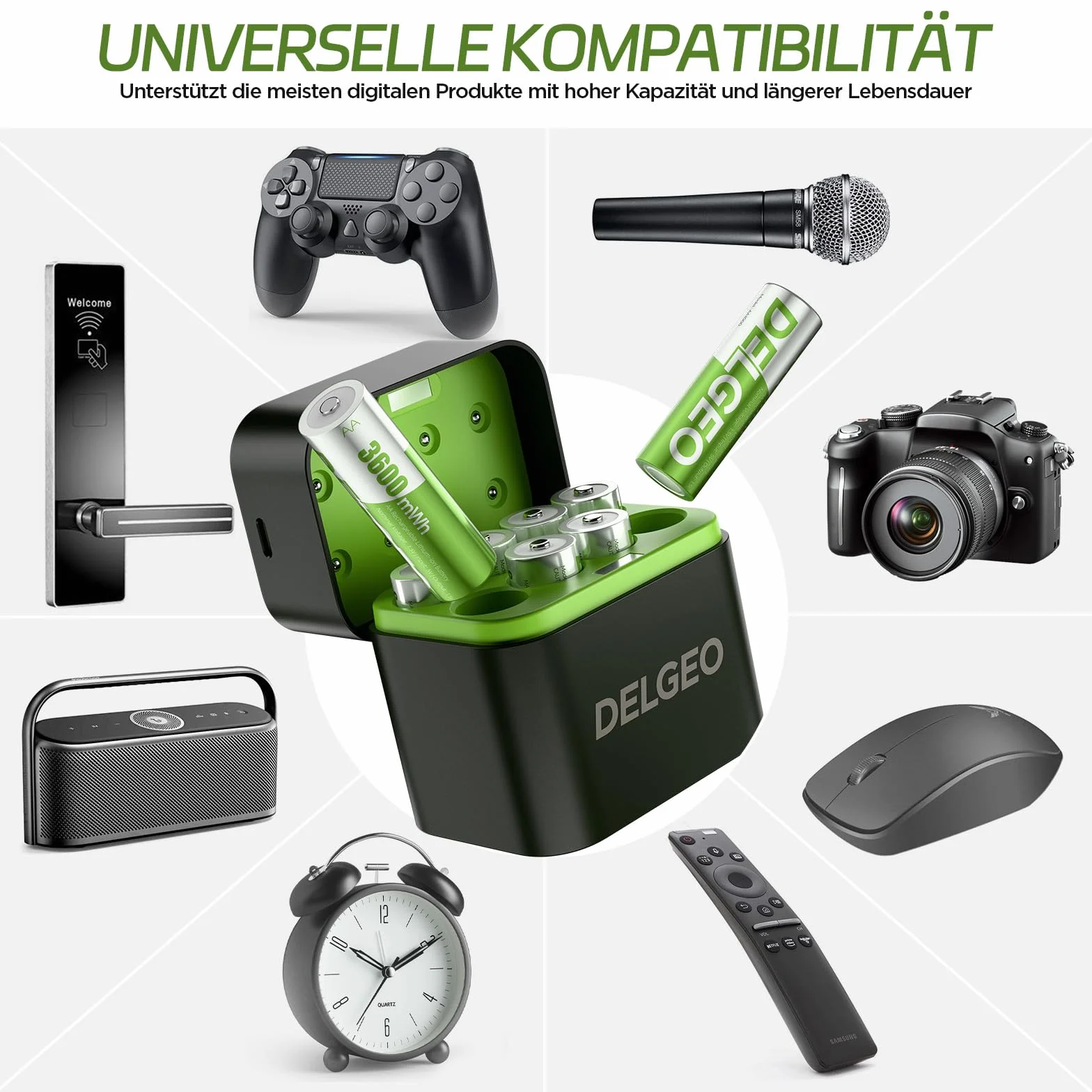 Batterie Ricaricabili AA al Litio 8 Pezzi 3600mWh 1,5V Lunga Durata