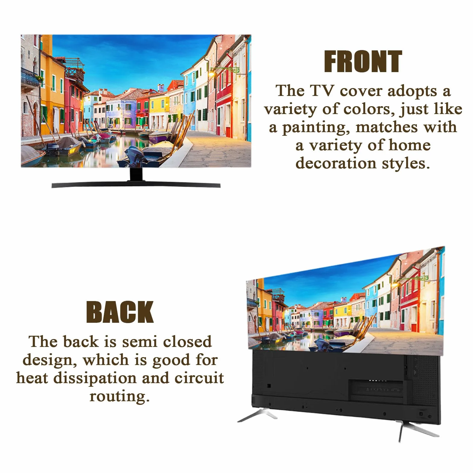 Hixingo Copertura Antipolvere per TV Motivo Delfino 3D Copri Televisore Elastica Universale 49-52inch