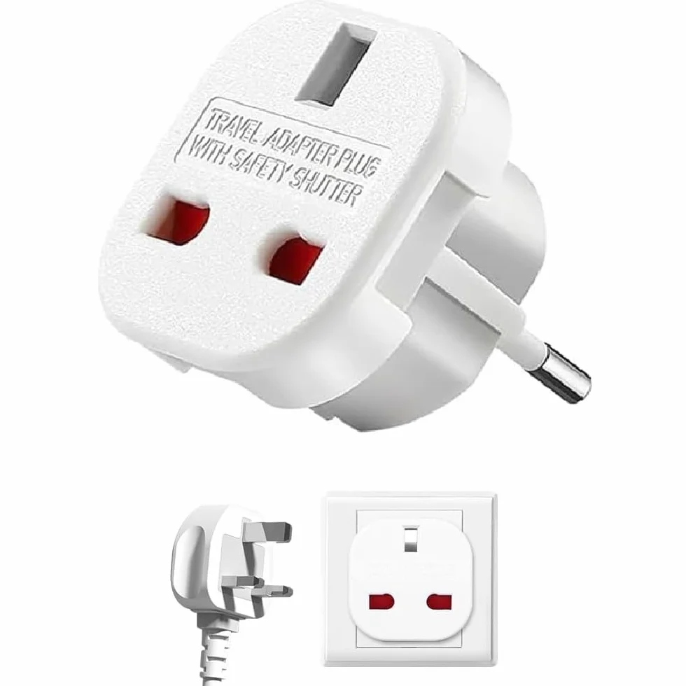 TECHZOCO Adattatore da spina UK a Europeo, 220-240 V, Bianco