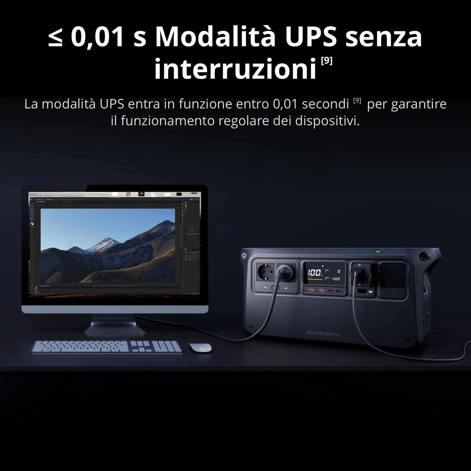 DJI Power 1000 V2 generatore di corrente portatile, centrale elettrica portatile, batteria LFP da 1024 Wh, uscita stabile da 2600 W, ricarica 0-80% in 37 min,power station per casa, camper off-grid