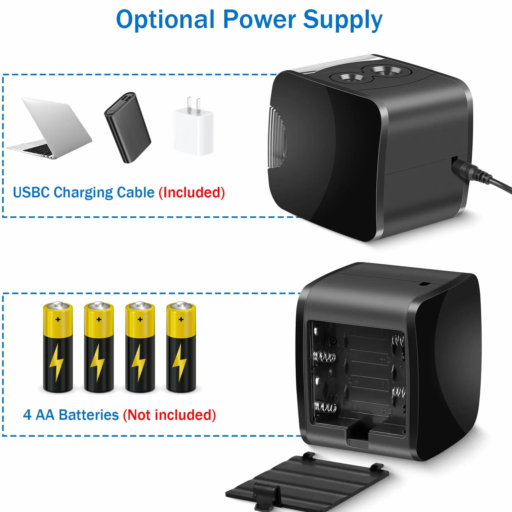 Temperamatite Elettrico USB Professionale Doppio Foro 6-12mm, 4 Lame, Serbatoio per Scuola Ufficio