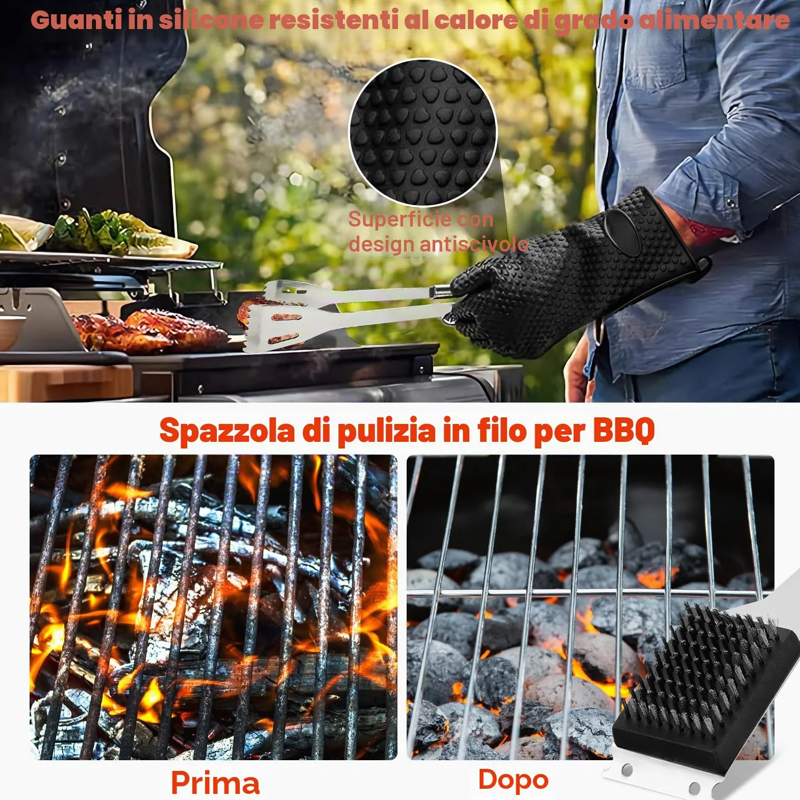 27Pcs Set per Barbecue in Acciaio Inossidabile, Set di Posate da Grill Professionali, Accessori per Barbecue, con Borsa da Trasporto, per Campeggio, Picnic, Giardino, Escursionismo
