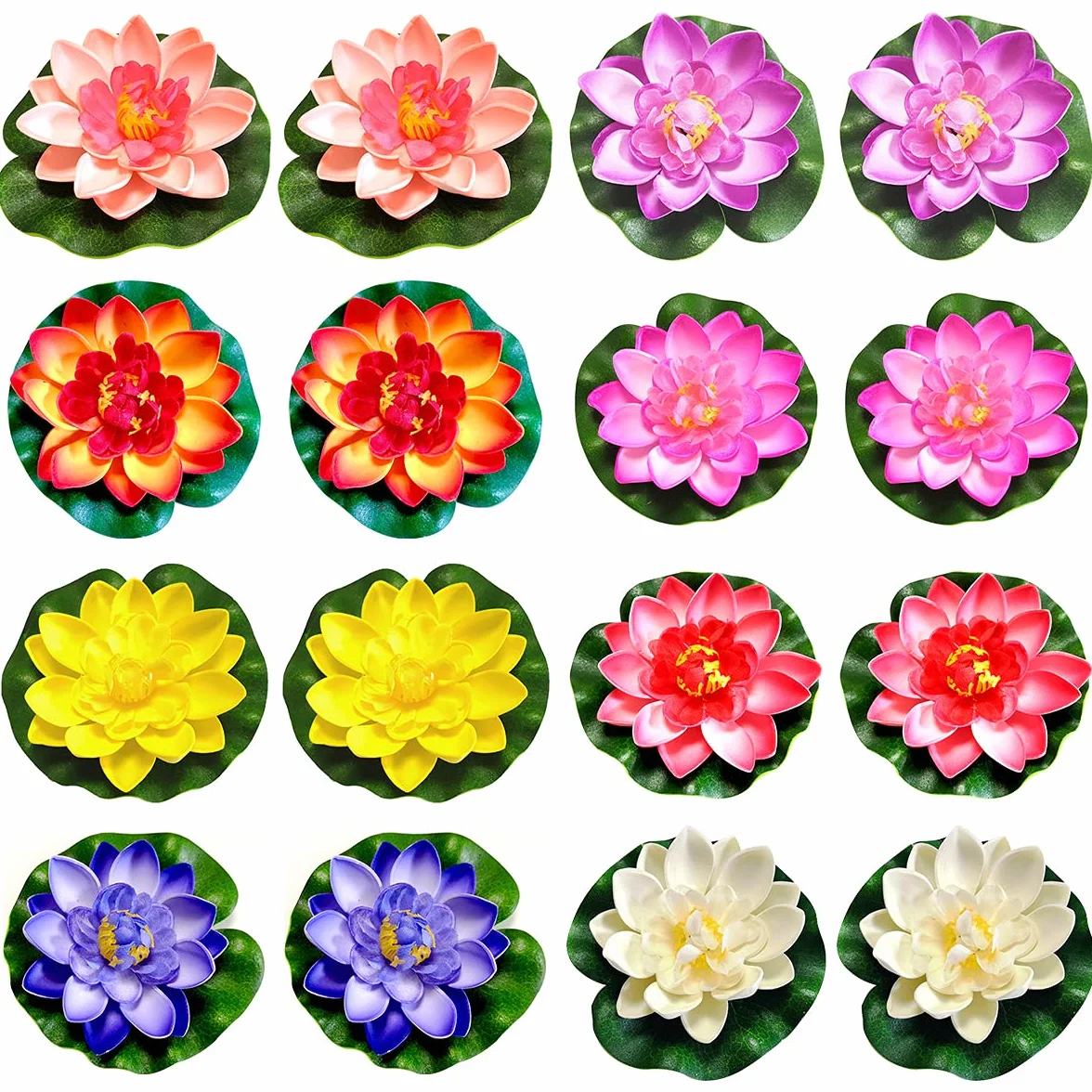 Fiori Galleggianti per Laghetti, 16 Pezzi Artificiali Galleggianti Fiore Pond Decorazioni per Stagno per Decorare Casa e Laghetti da Giardino 10 cm
