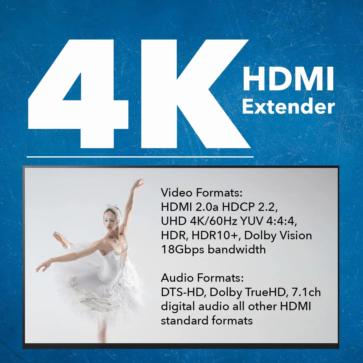 Orei Estensore HDMI 4K su Ethernet, Extender Balun Over Cat6/Cat7 con estrattore audio IR ottico, Loop Out, 4K@60Hz UltraHD, bassa latenza