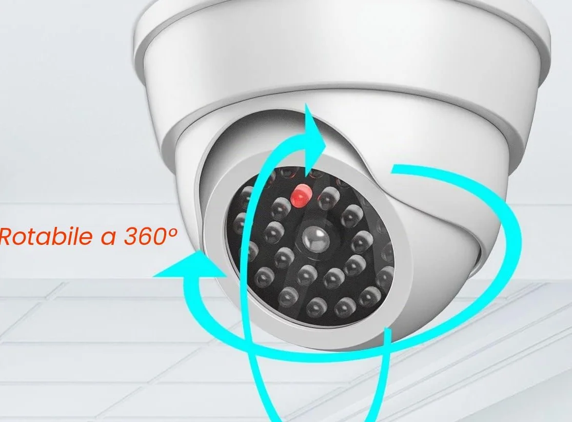 Videocamera Finta Sorveglianza Esterno Interno con Lampeggiante IR Infrarossi CCTV, Bianco