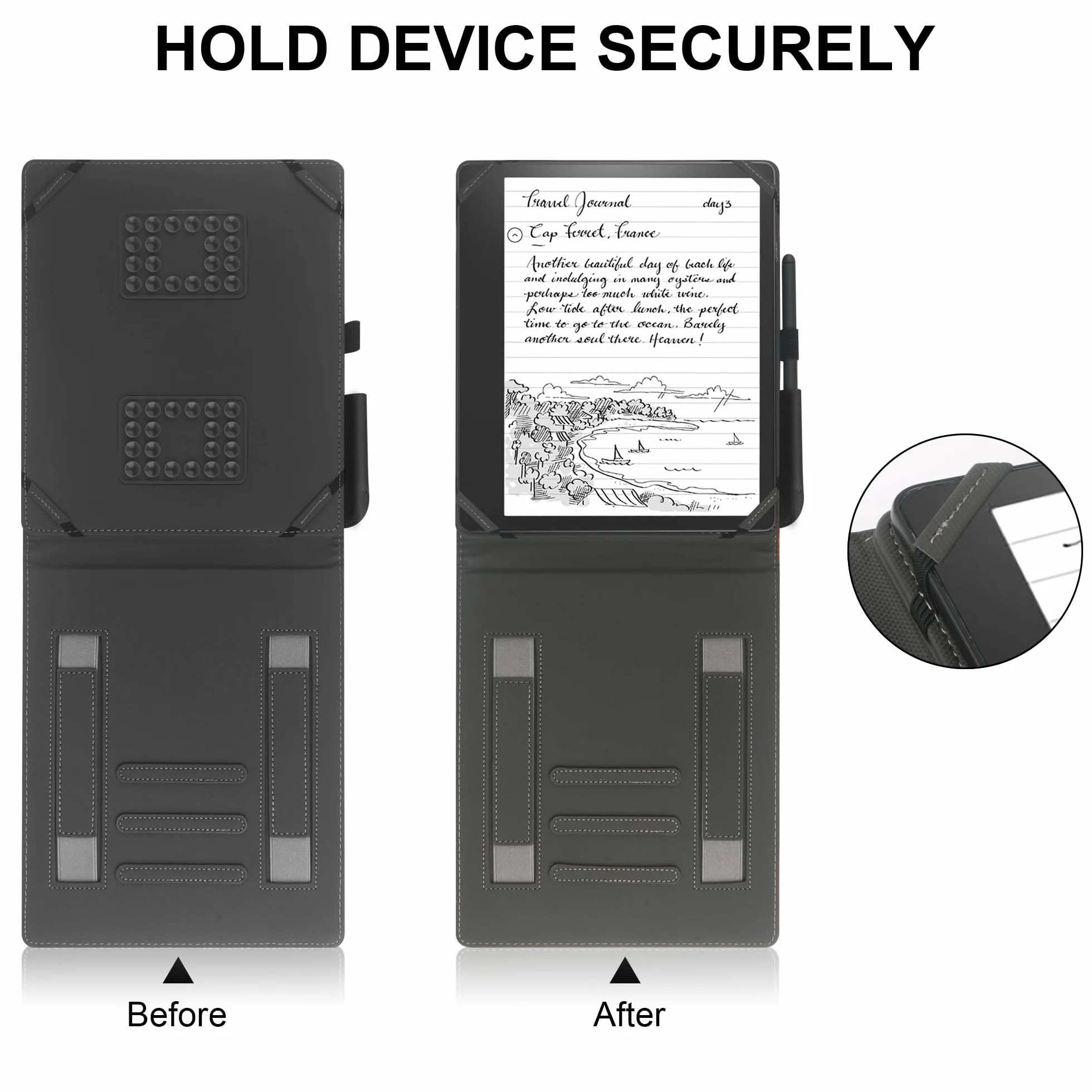 Custodia universale per eReader 10.2 pollici con supporto cinturino e penna Compatibile con Scribe 2024/2022 Note Air 2 Plus Note Air-BK