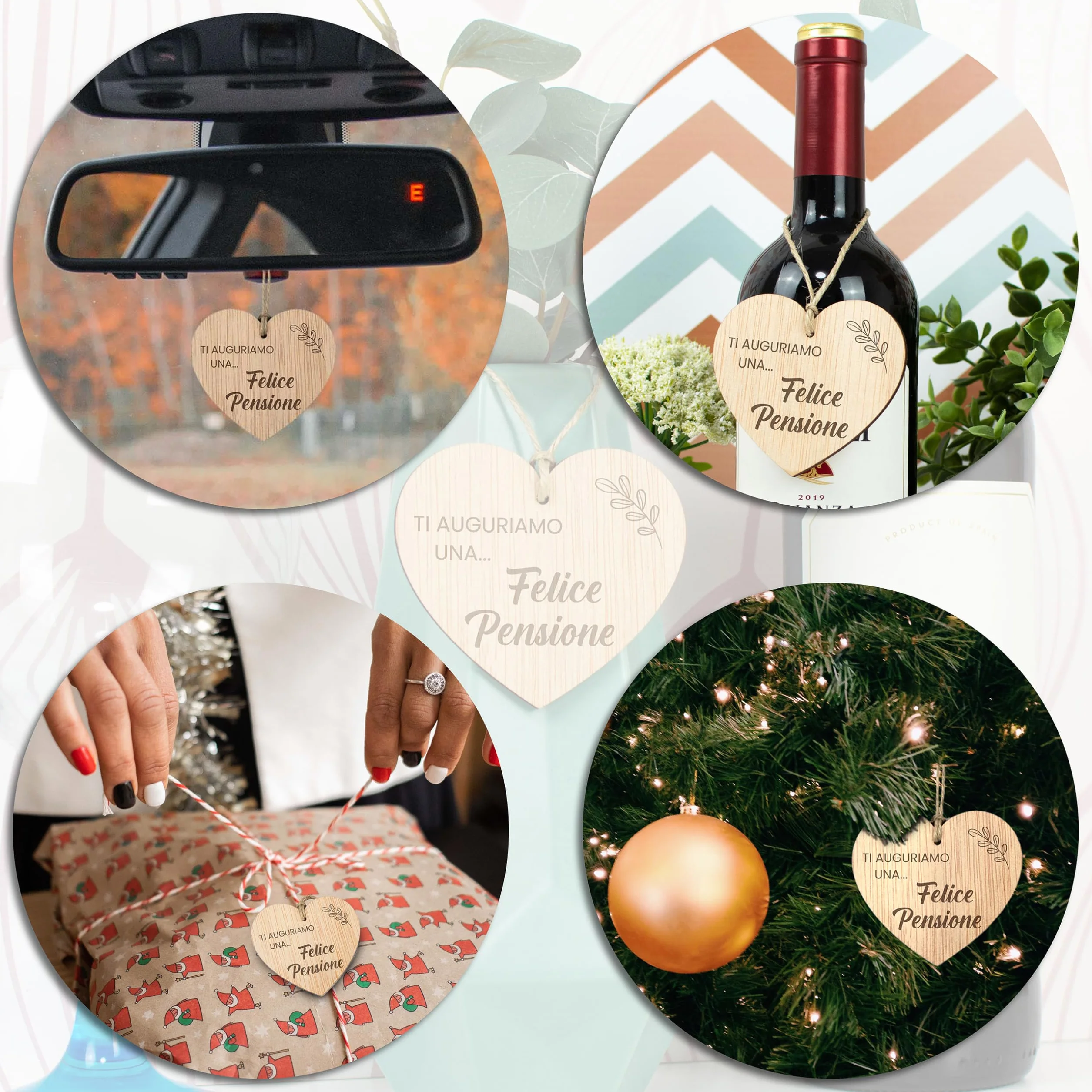 CONTRAXT Regalo Originale per Pensione, Biglietto di Buona Pensione in Legno con Ciondolo