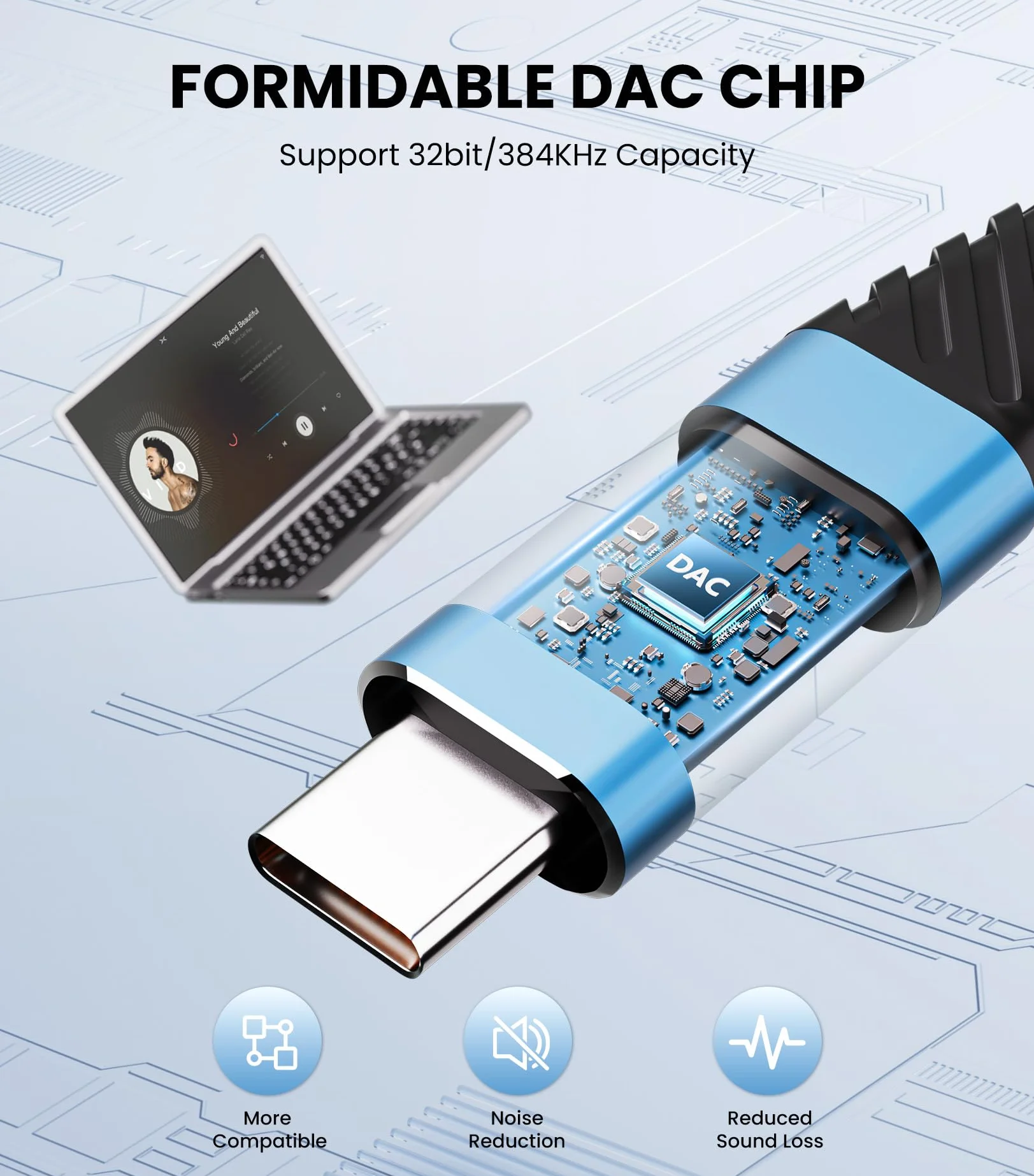Tisino Adattatore da USB C a jack per cuffie TRS 3,5 mm (1 m) cavo USB C AUX femmina 384 kHz/32 bit per iPhone 16/15 Samsung S20/S20 Ultra Pixel 4/4XL