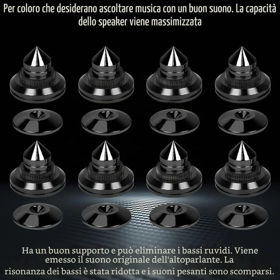 Punte nere per altoparlanti antivibrazione HiFi 8 pezzi
