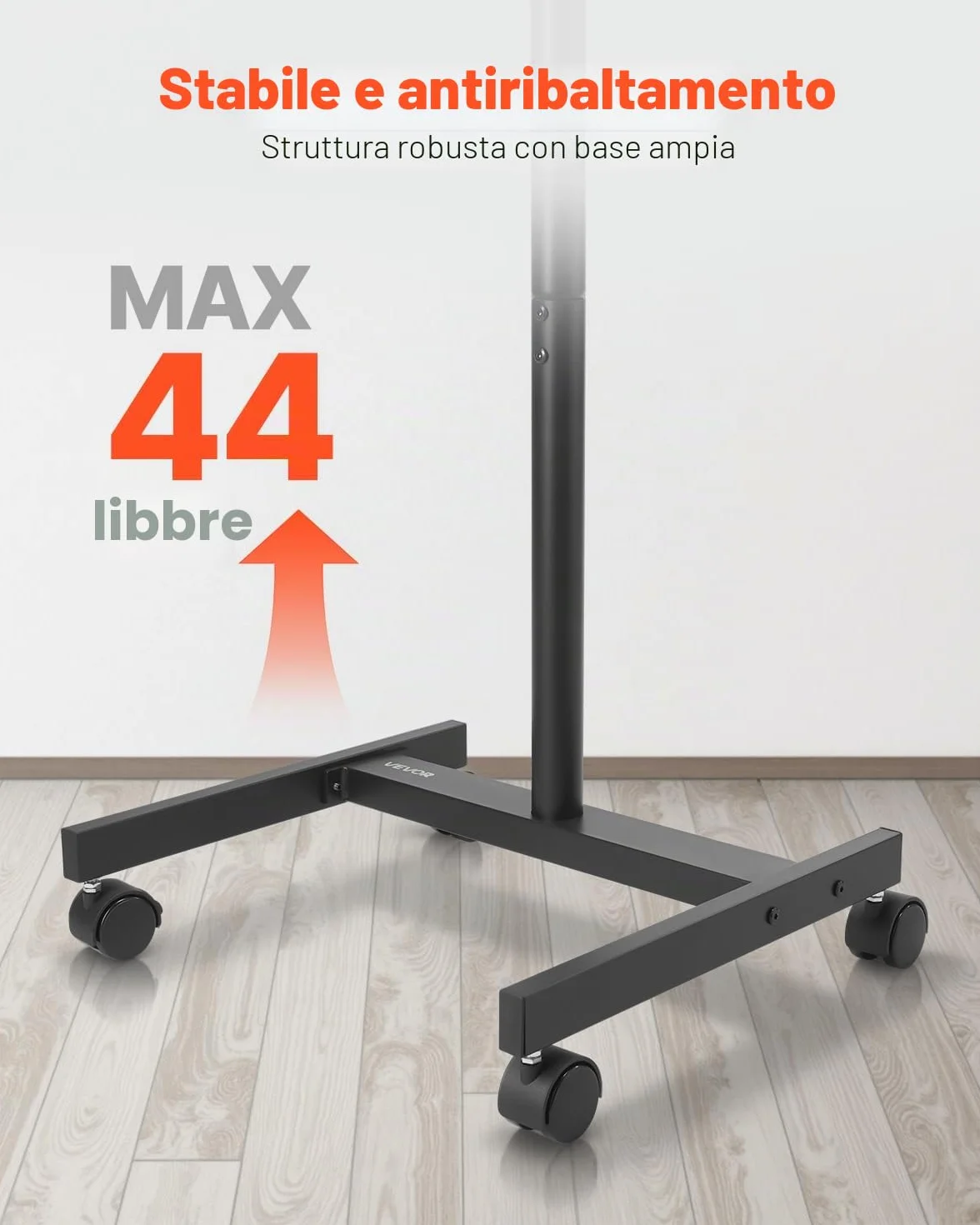 VEVOR Supporto TV da Pavimento per Schermo Piatto Curve 431,8-1397 mm, Carrello Porta TV Carico max. 20 kg, VESA 200 x 200 mm