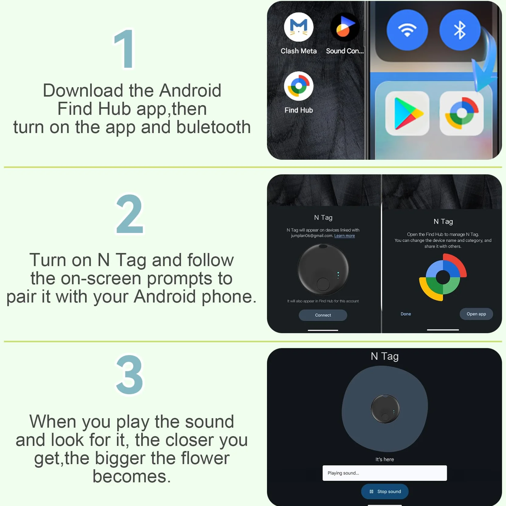 Air Tracker Android 4 PCS Smart Tracker Tag GPS Localizzatore Chiavi Bluetooth Tracker Portafogli Zaini Animale Nero