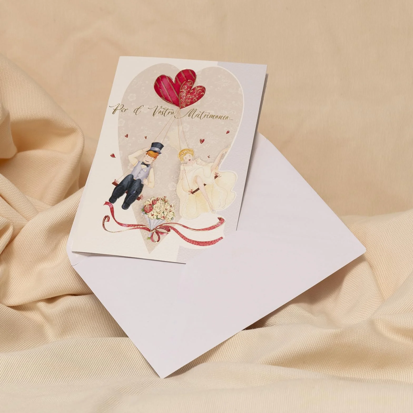 ARKRAFT Biglietto auguri matrimonio 17 x 12 cm bustina portasoldi oro rilievo M13 B