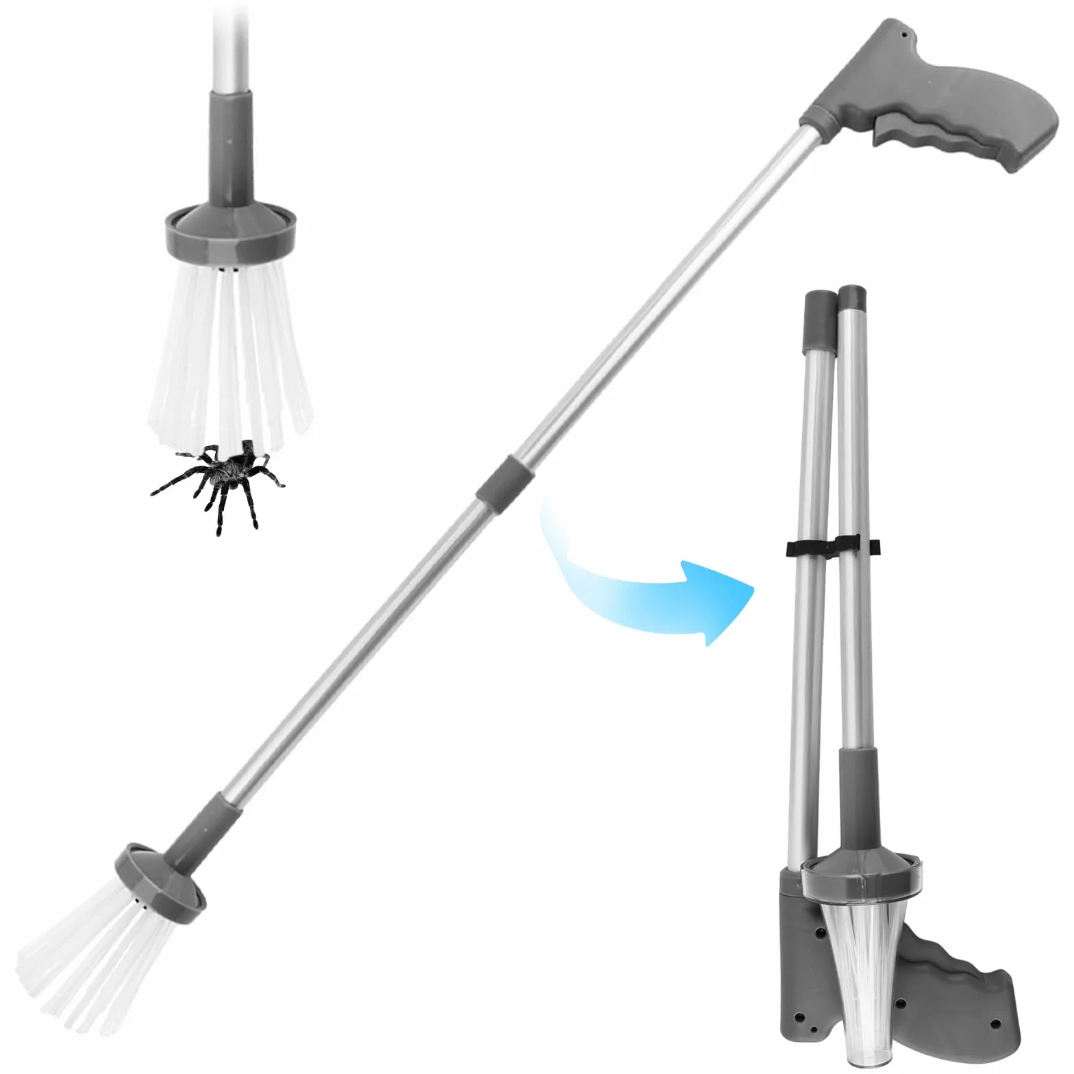 dellyy Cattura Insetti, Acchiappa Insetti 81 cm, Telescopica Trappola per Insetti Extra Lungo con Manico, Strumento per Ragni per Catturare e Rimuovere in Modo Sicuro